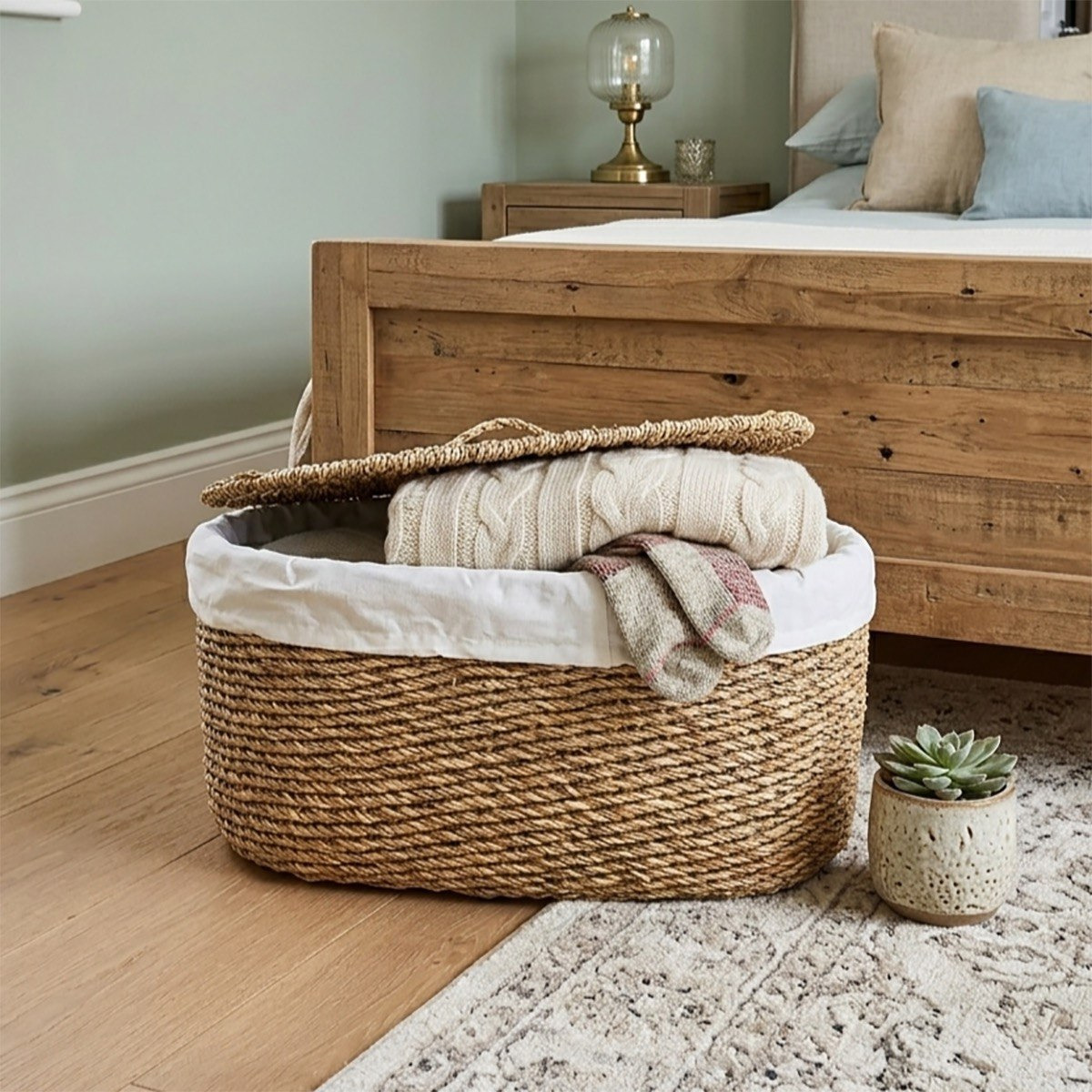 Naturaloom Oval Basket with Lid - 50x30x21 cm-hbxbedroom-bedroomaccessories-bedroomstorage-image-1