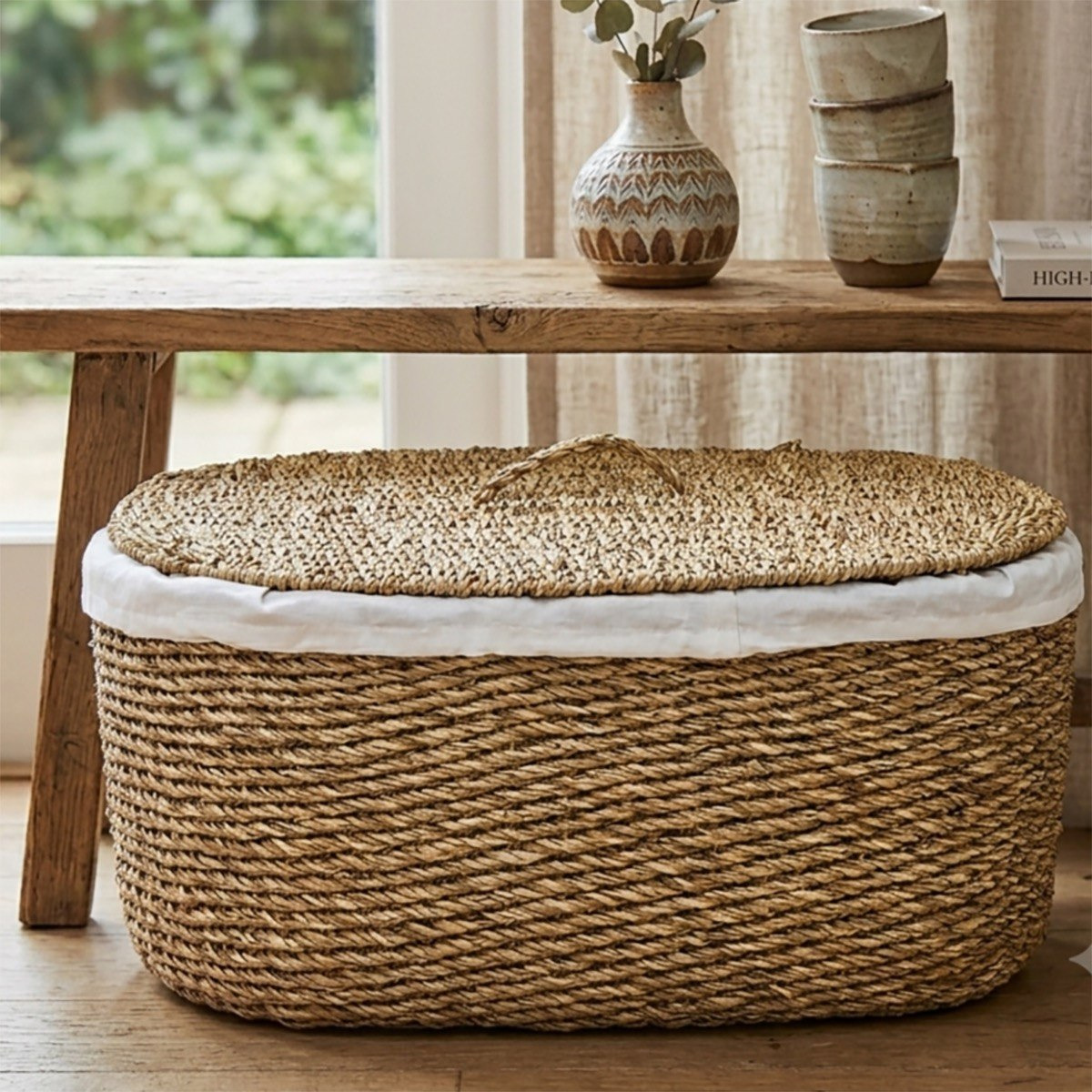 Naturaloom Oval Basket with Lid - 50x30x21 cm-hbxbedroom-bedroomaccessories-bedroomstorage-image-2