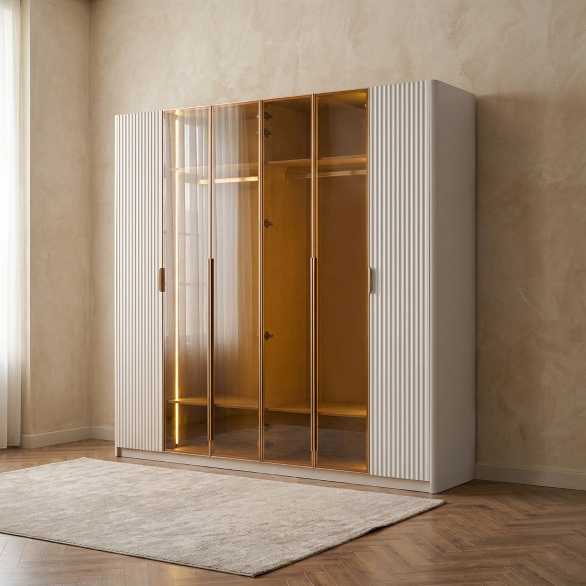 Siena 6-Door Transparent Glass Wardrobe-hbxfurniture-wardrobes-image-3