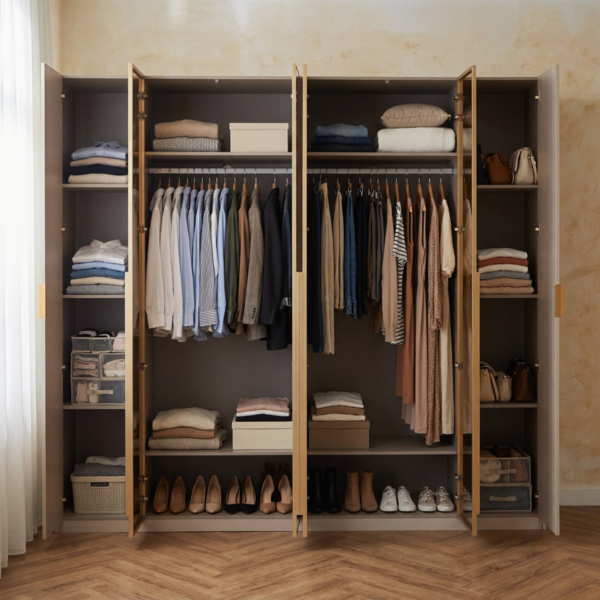 Siena 6-Door Transparent Glass Wardrobe-hbxfurniture-wardrobes-image-5
