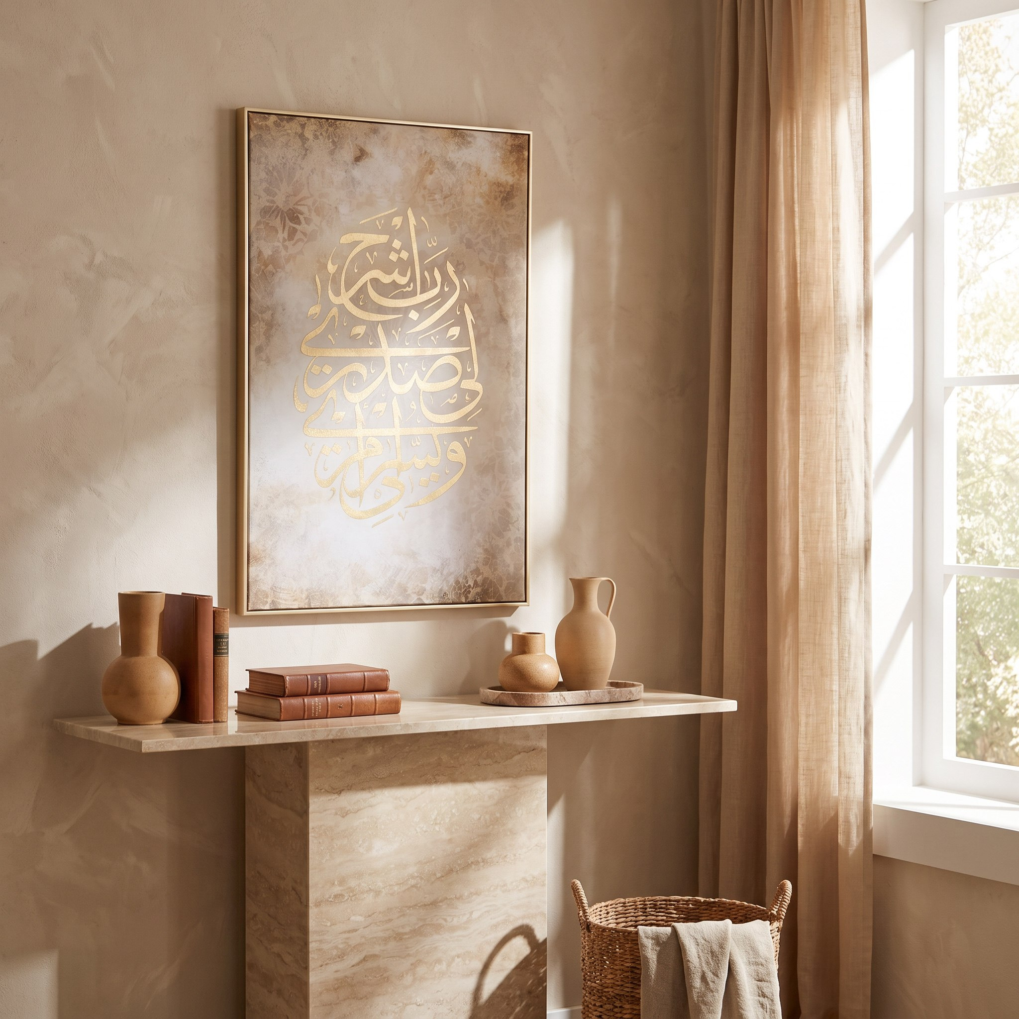 Aran Calligraphy 3D Gold Foil Framed Canvas Art - 60x3x90 cm-hbxhomeware-hbxdecorandfurnishings-image-1