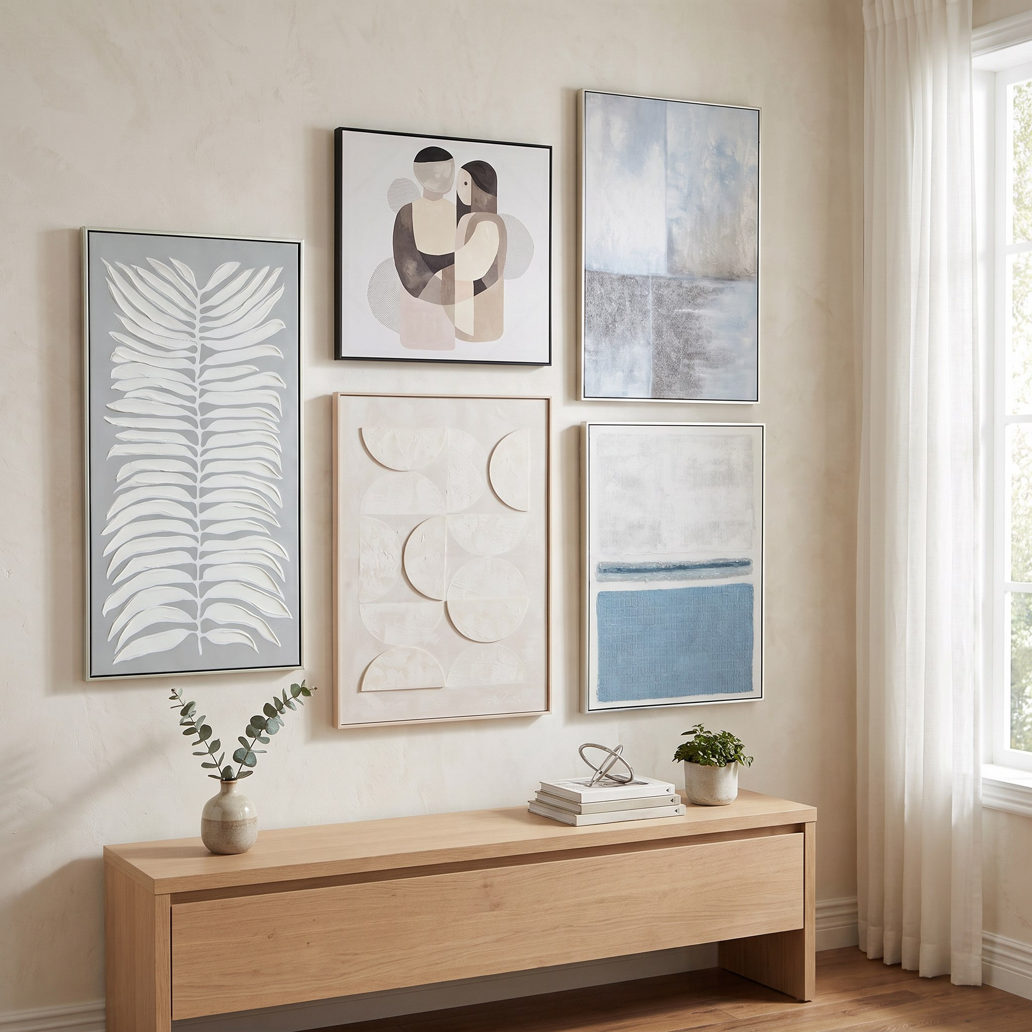 Aran Territorial Leaves 60% Hand Painted Framed Canvas Art - 50x3.8x100 cm-hbxhomeware-hbxdecorandfurnishings-image-4