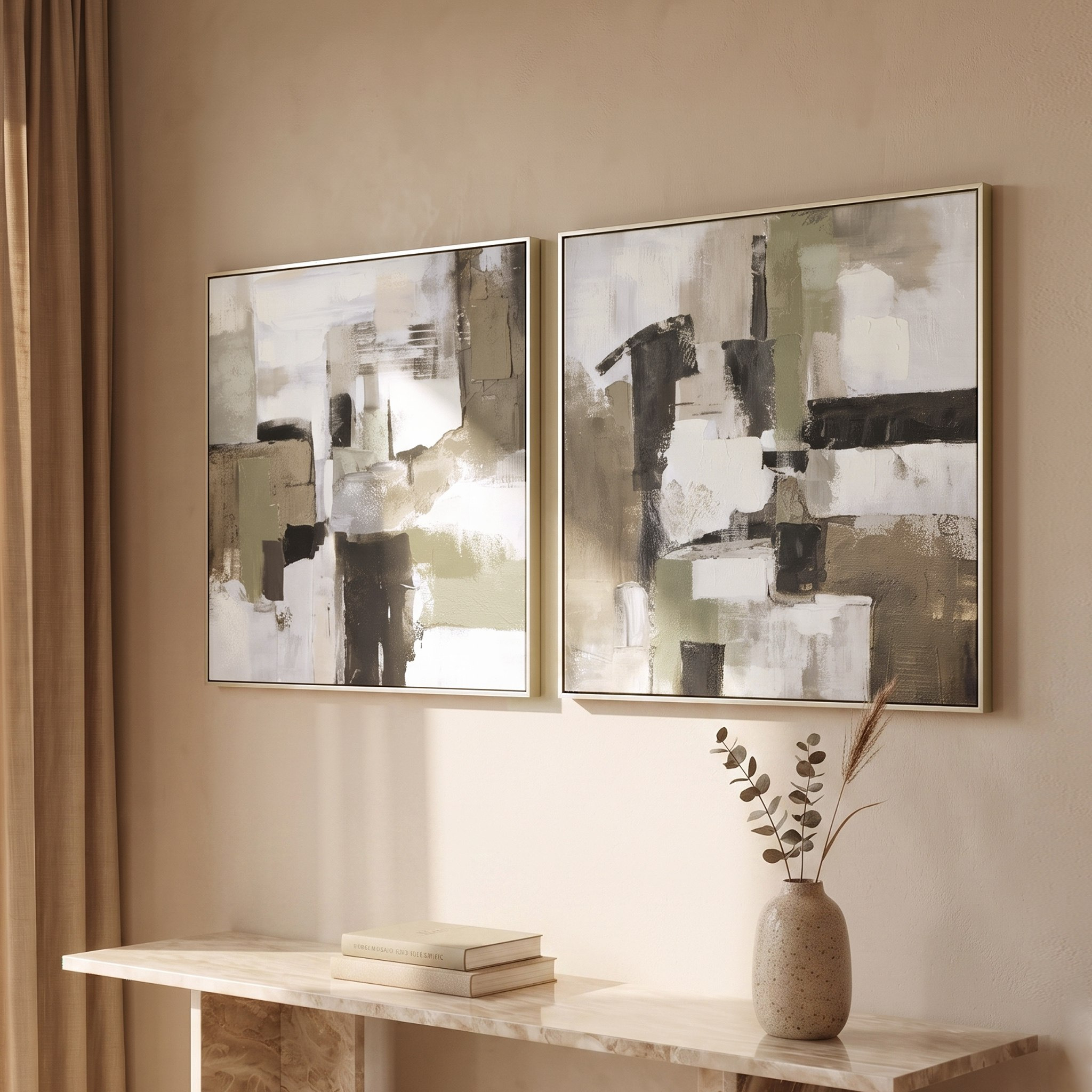 Aran 2-Piece Abstract 60% Hand Painted Canvas Art Set - 80x3x80 cm-hbxhomeware-hbxdecorandfurnishings-image-1