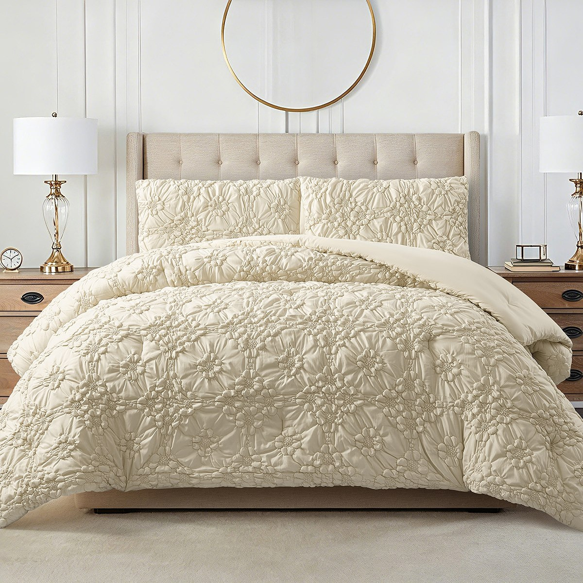 Braxton 3-Piece Ruffle Flower Twin Comforter Set - 160x220 cm-hbxhomeware-hbxbedroom-image-2
