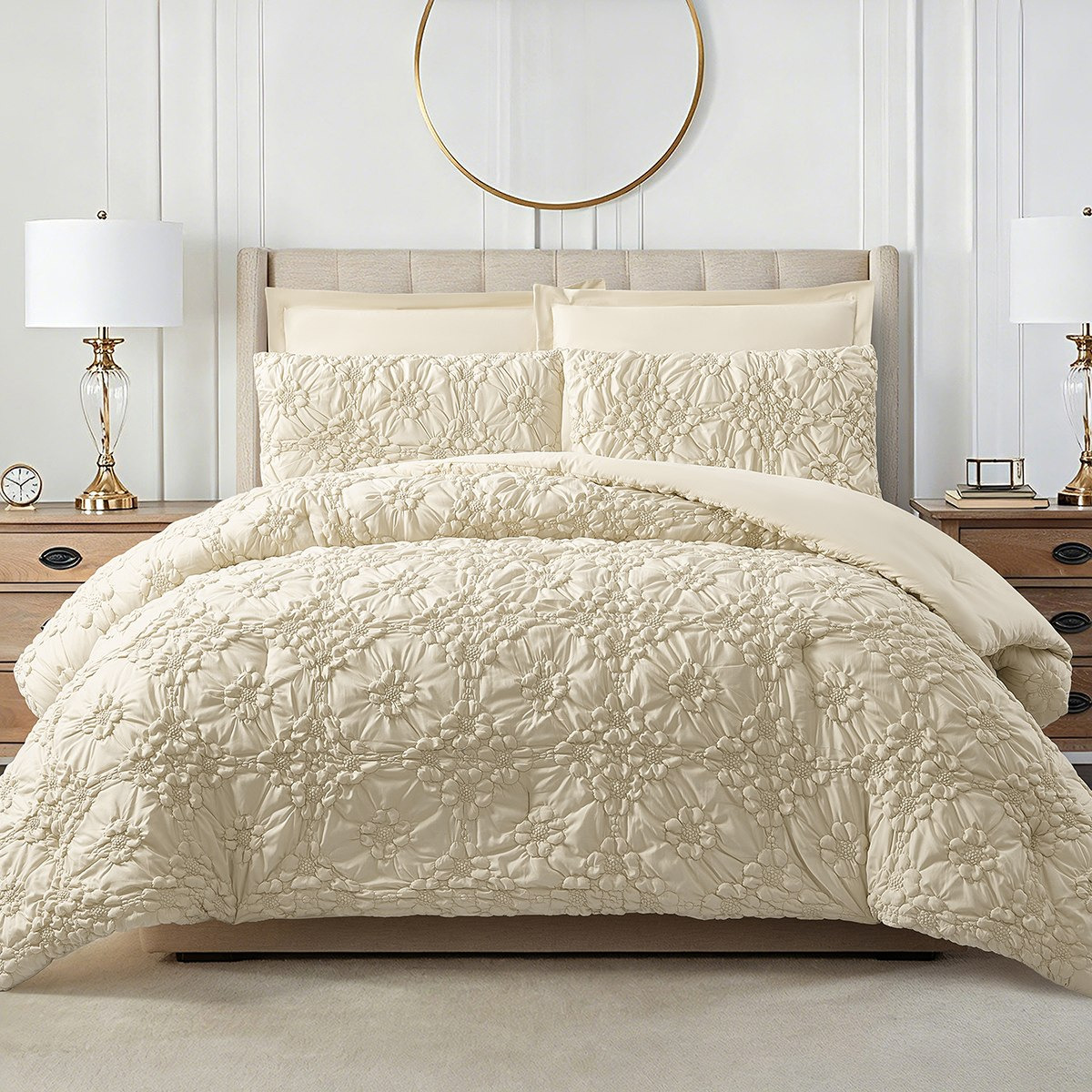 Braxton Ruffle Flower 5-Piece King Comforter Set - 220x240 cm-hbxhomeware-hbxbedroom-image-2