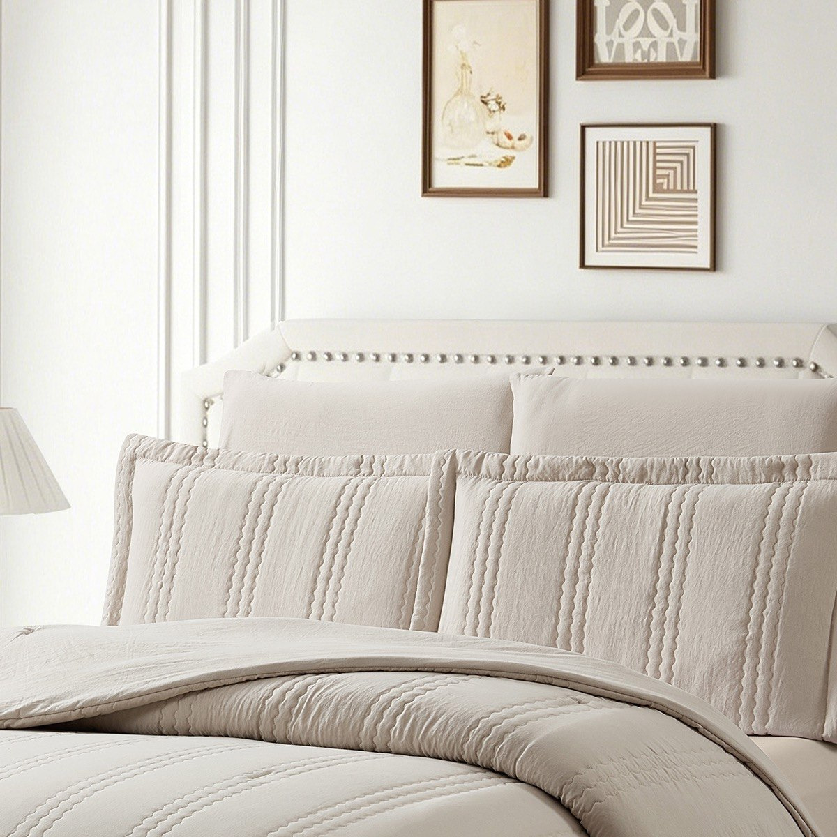 Braxton Ruffle Flower 5-Piece King Comforter Set - 220x240 cm-hbxhomeware-hbxbedroom-image-3