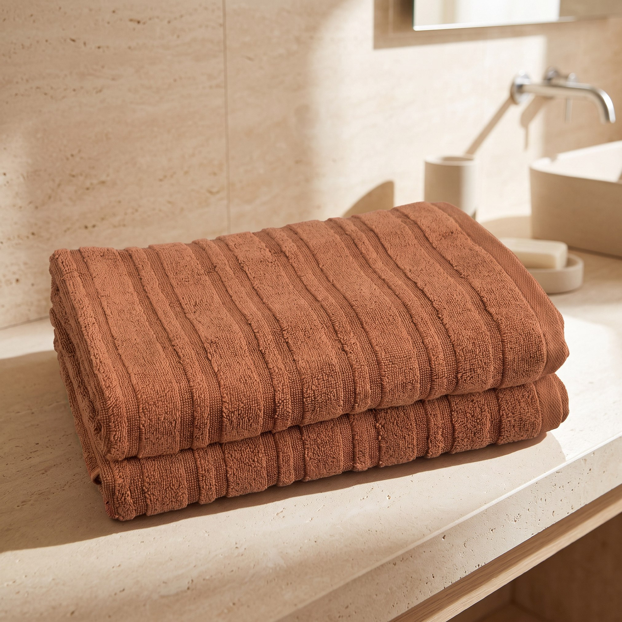 طقم مناشف حمام قطن قطعتين من بيرفورمانس - 70x140 سم-hbxbathroom-bathroomtextiles-image-1
