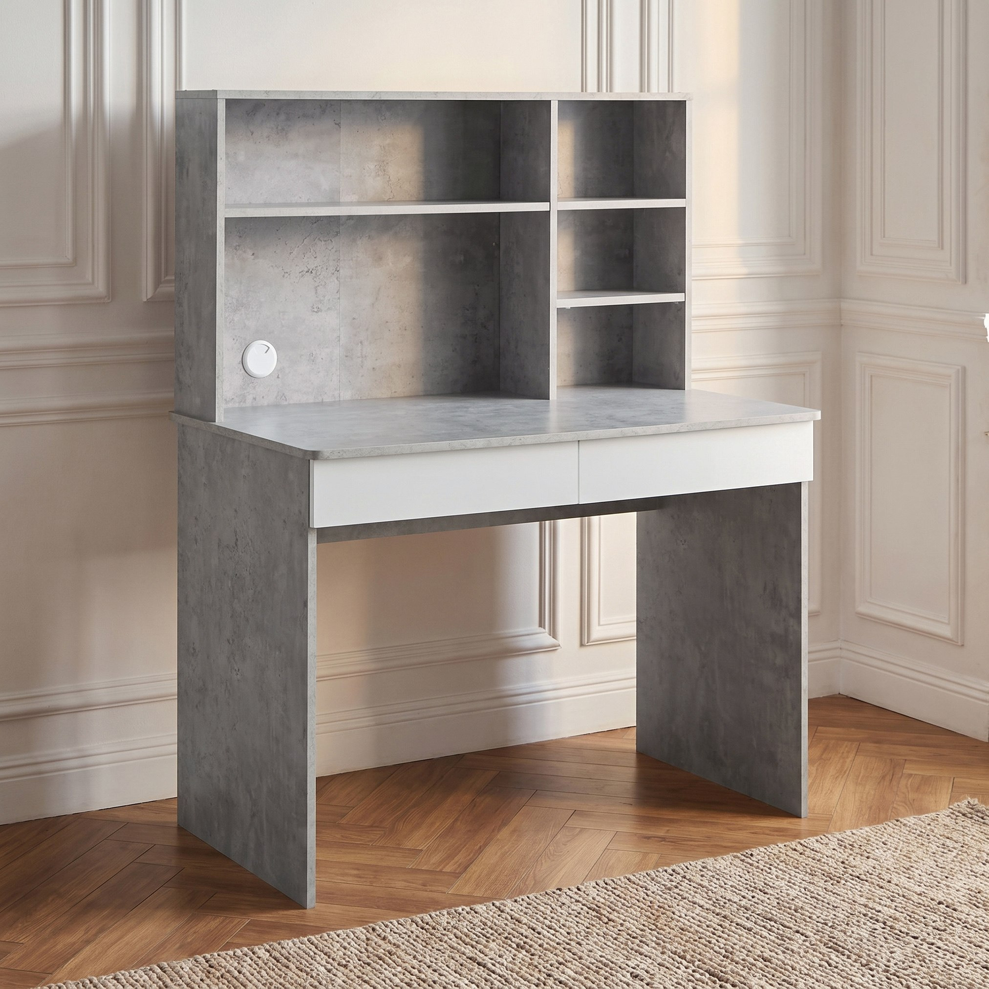 Alford Patara Nxt Twin Drawer Study Desk with Hutch-hbxfurniture-office-desks-image-1