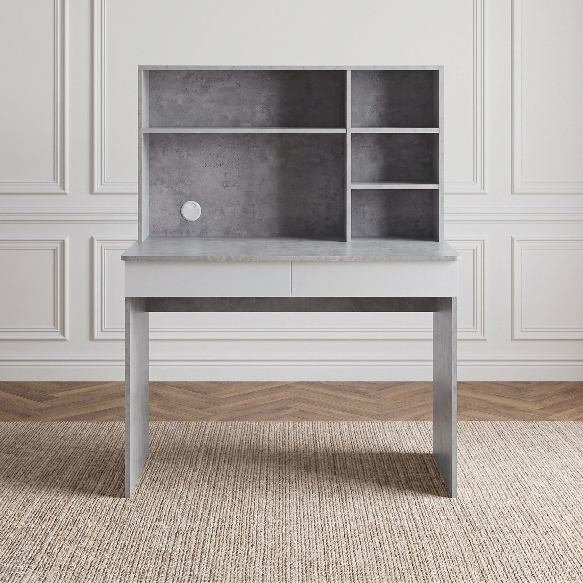 Alford Patara Nxt Twin Drawer Study Desk with Hutch-hbxfurniture-office-desks-image-2