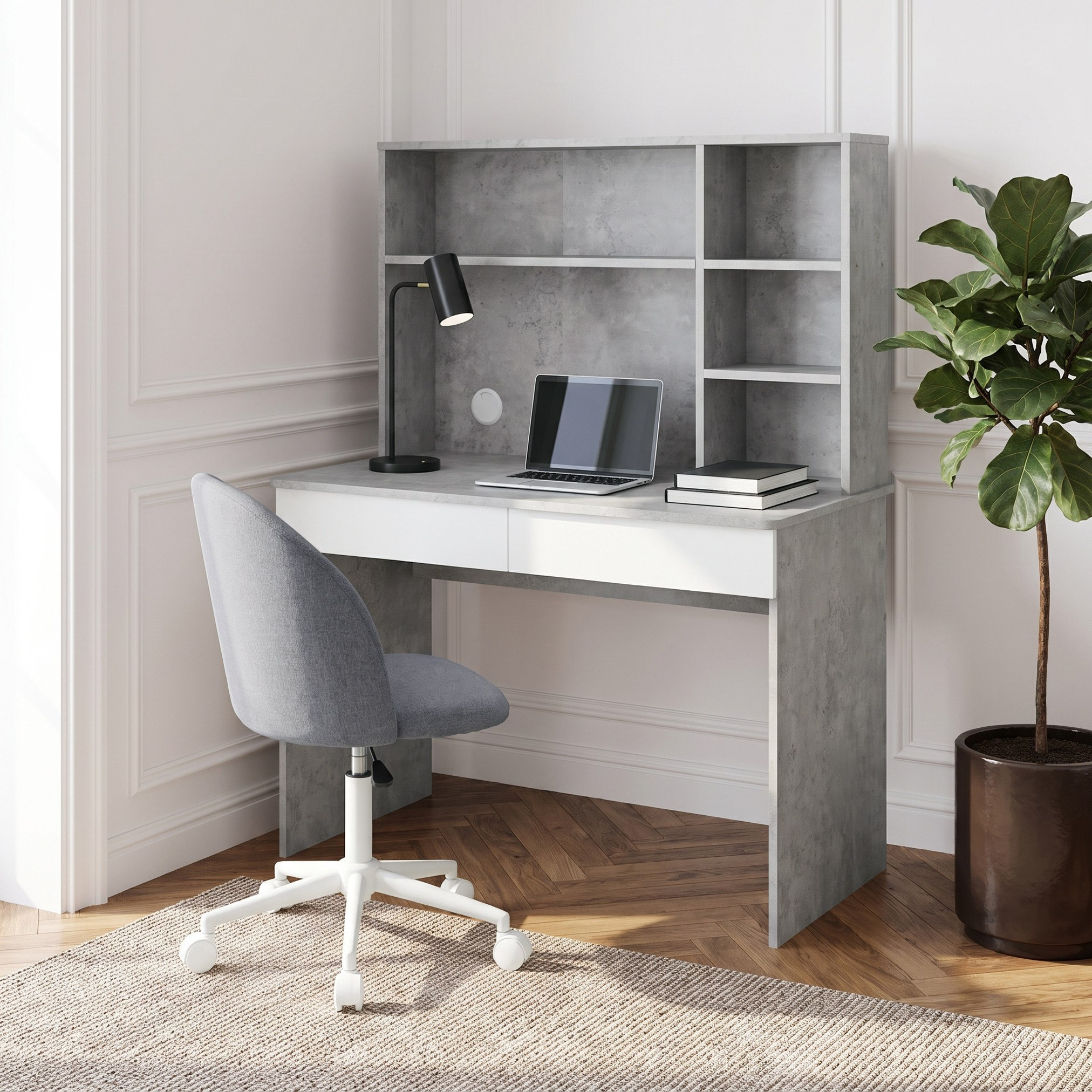 Alford Patara Nxt Twin Drawer Study Desk with Hutch-hbxfurniture-office-desks-image-7