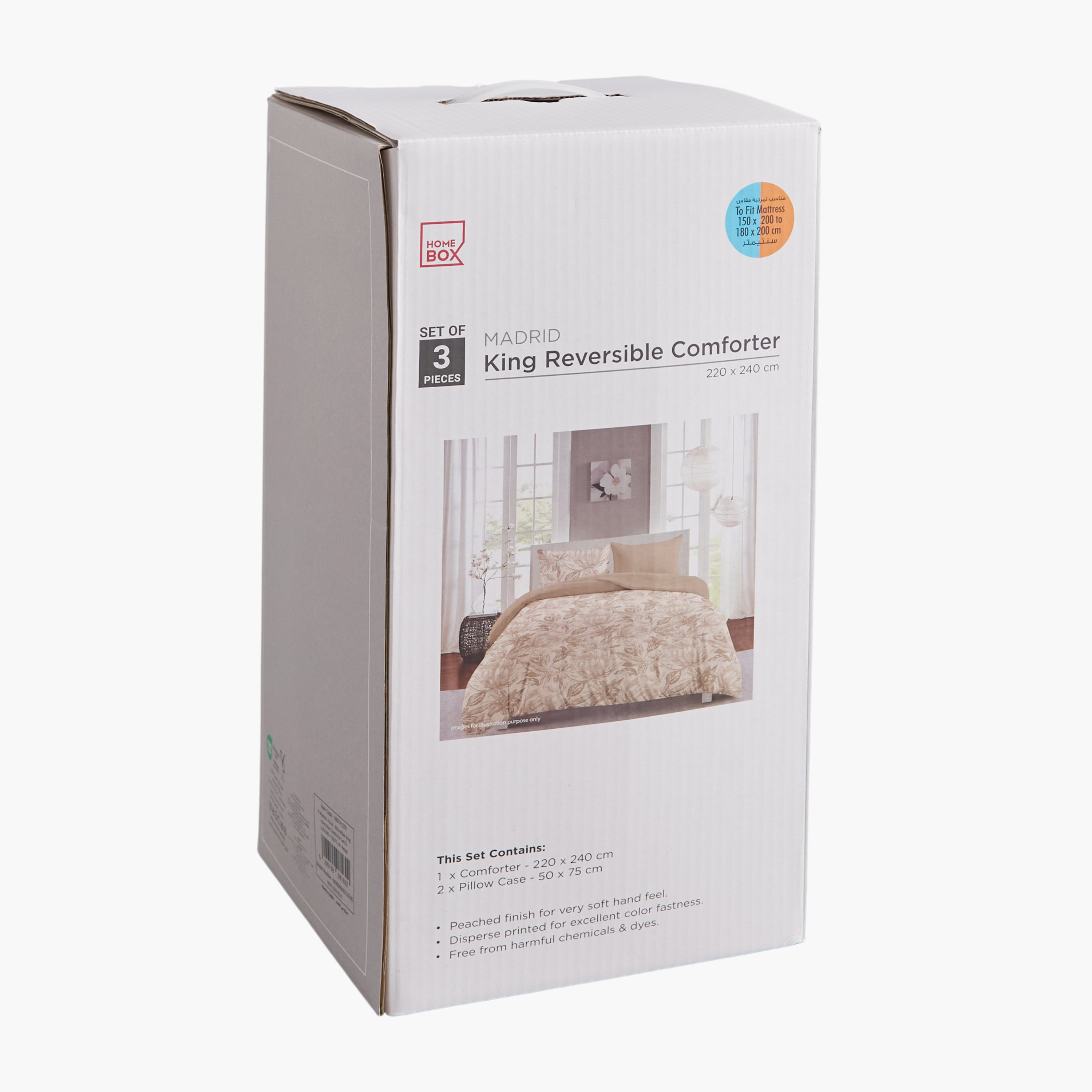 Madrid Floral Microfibre 3-Piece King Reversible Comforter Set - 220x240 cm-hbxhomeware-bedding-bedinabag-image-9