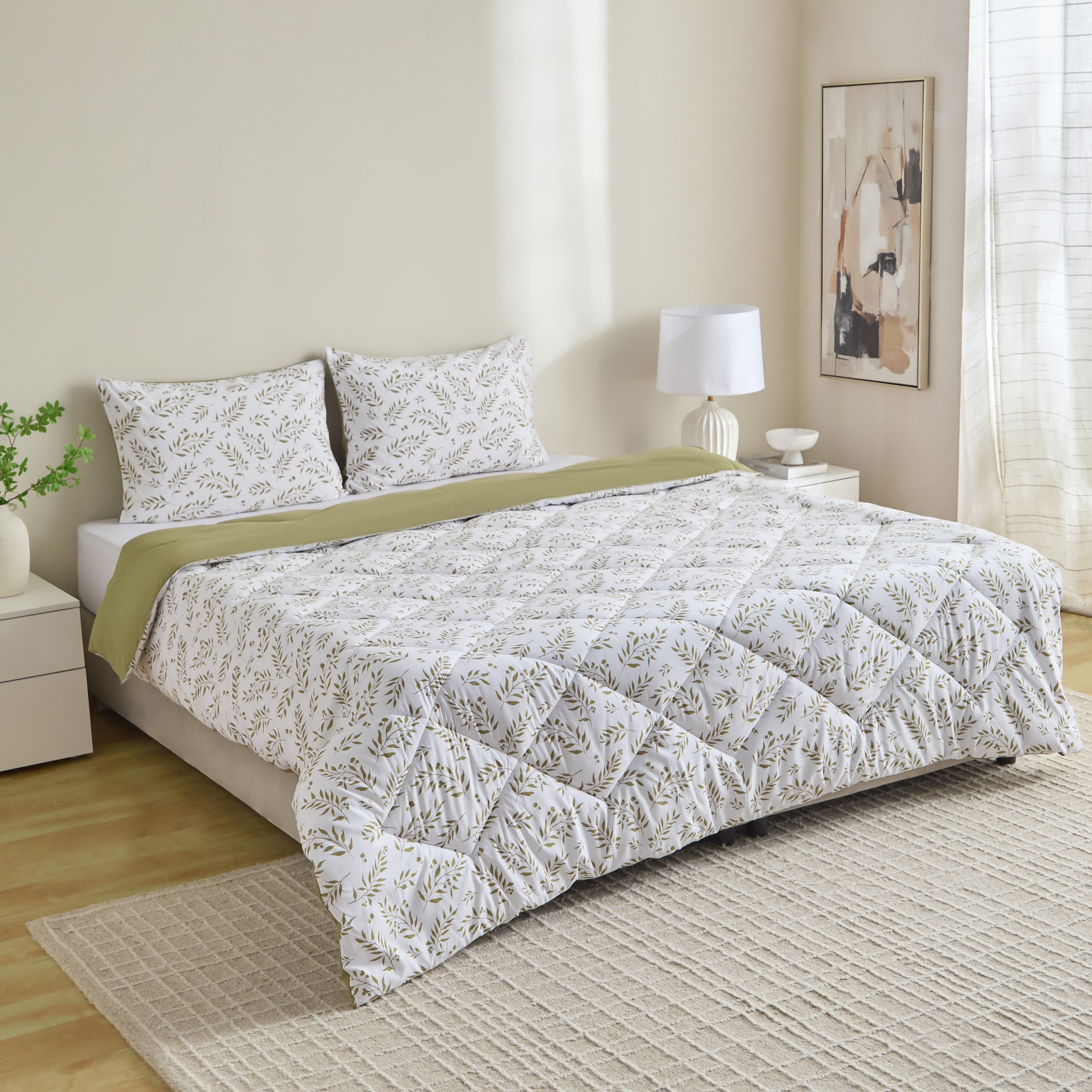 Madrid Leaf Microfibre 3-Piece King Reversible Comforter Set - 220x240 cm-hbxhomeware-bedding-bedinabag-image-8