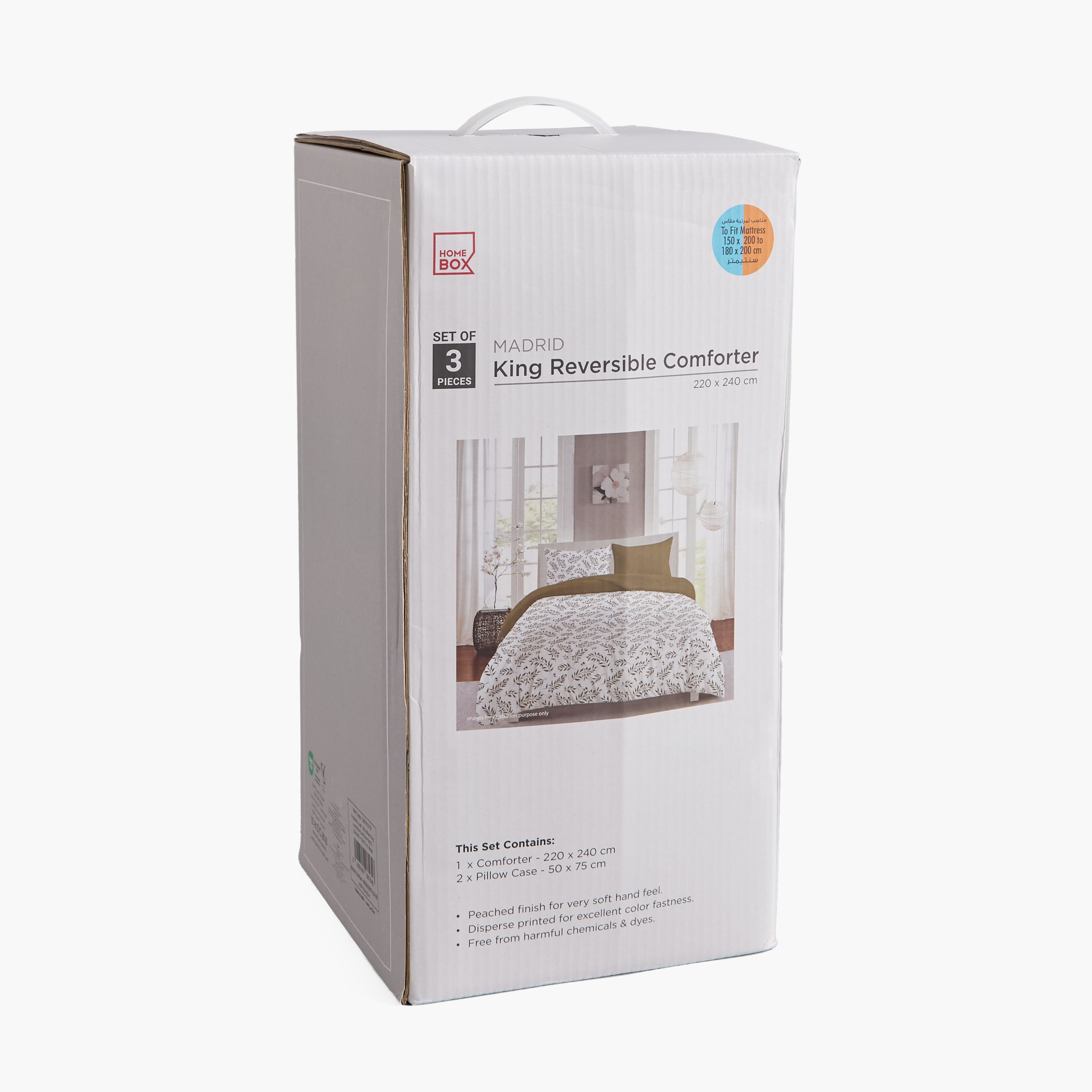 Madrid Leaf Microfibre 3-Piece King Reversible Comforter Set - 220x240 cm-hbxhomeware-bedding-bedinabag-image-9