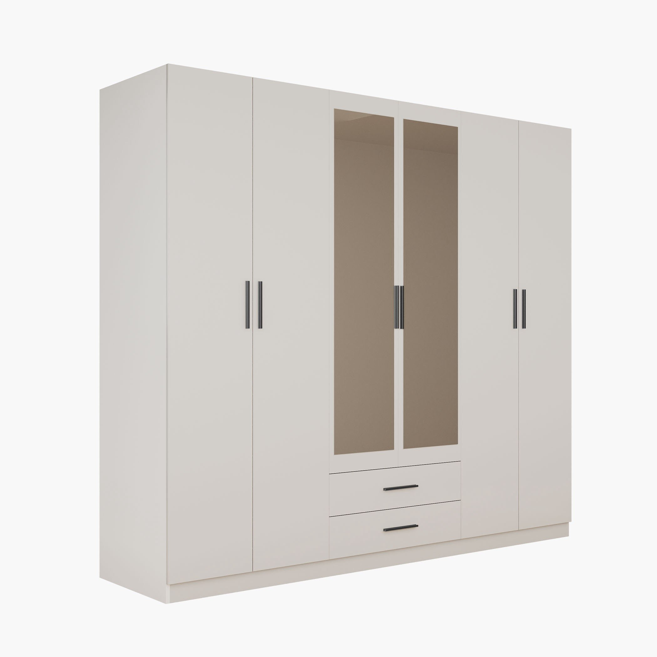 Marwell 6 Door Wardrobe with 2 Drawers and Mirrors-hbxfurniture-wardrobes-image-6