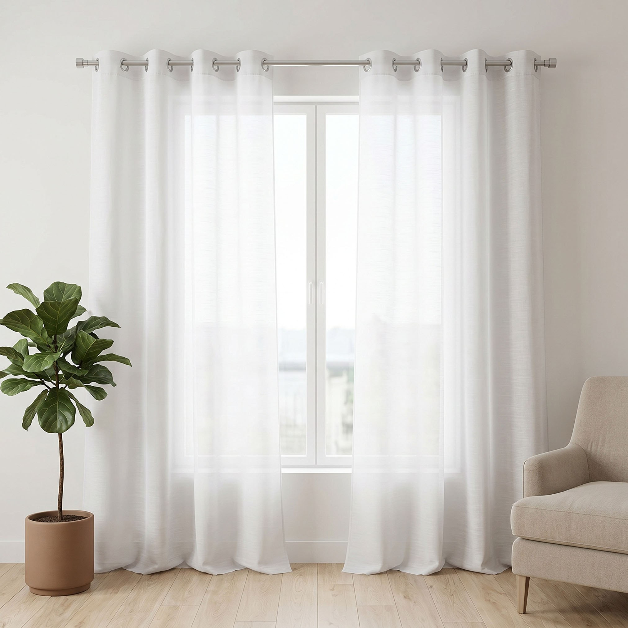 Nordic Leon 2-Piece Textured Sheer Curtain Set - 140x240 cm-hbxbedroom-windowcoverings-curtains-image-1
