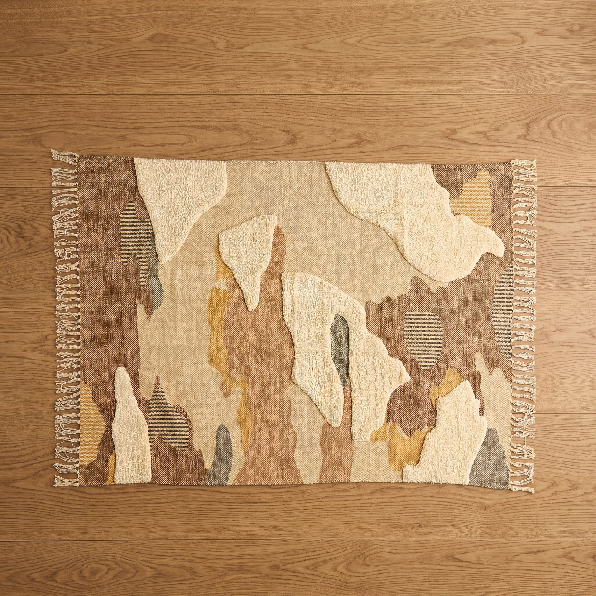 Aizel Cloudia Cotton Overtufted Dhurrie - 120x160 cm-hbxdecorandfurnishings-floorcoverings-rugs-image-1