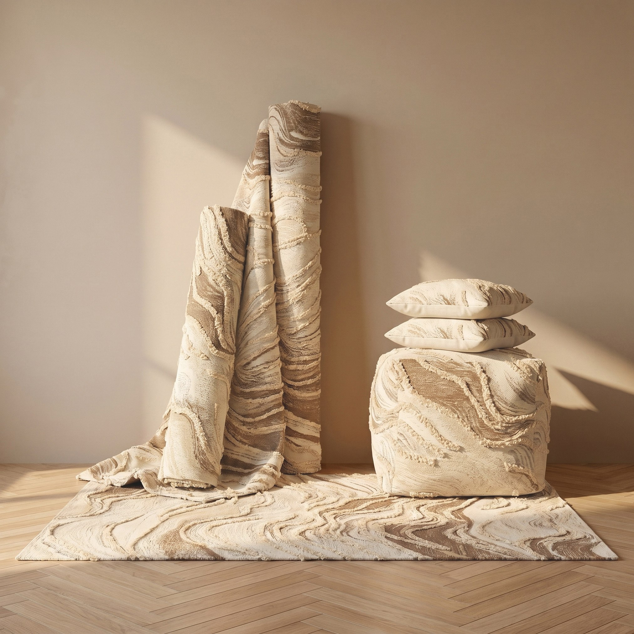 Aizel Wavy Overtufted Pouf - 45x45x40 cm-hbxlivingroom-sofasandarmchairs-ottomansandfootstools-image-4