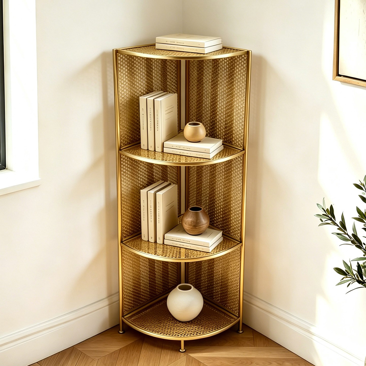 Vivian 4-Tier Corner Storage Rack - 35x35x117 cm-hbxbedroom-bedroomaccessories-bedroomstorage-image-1