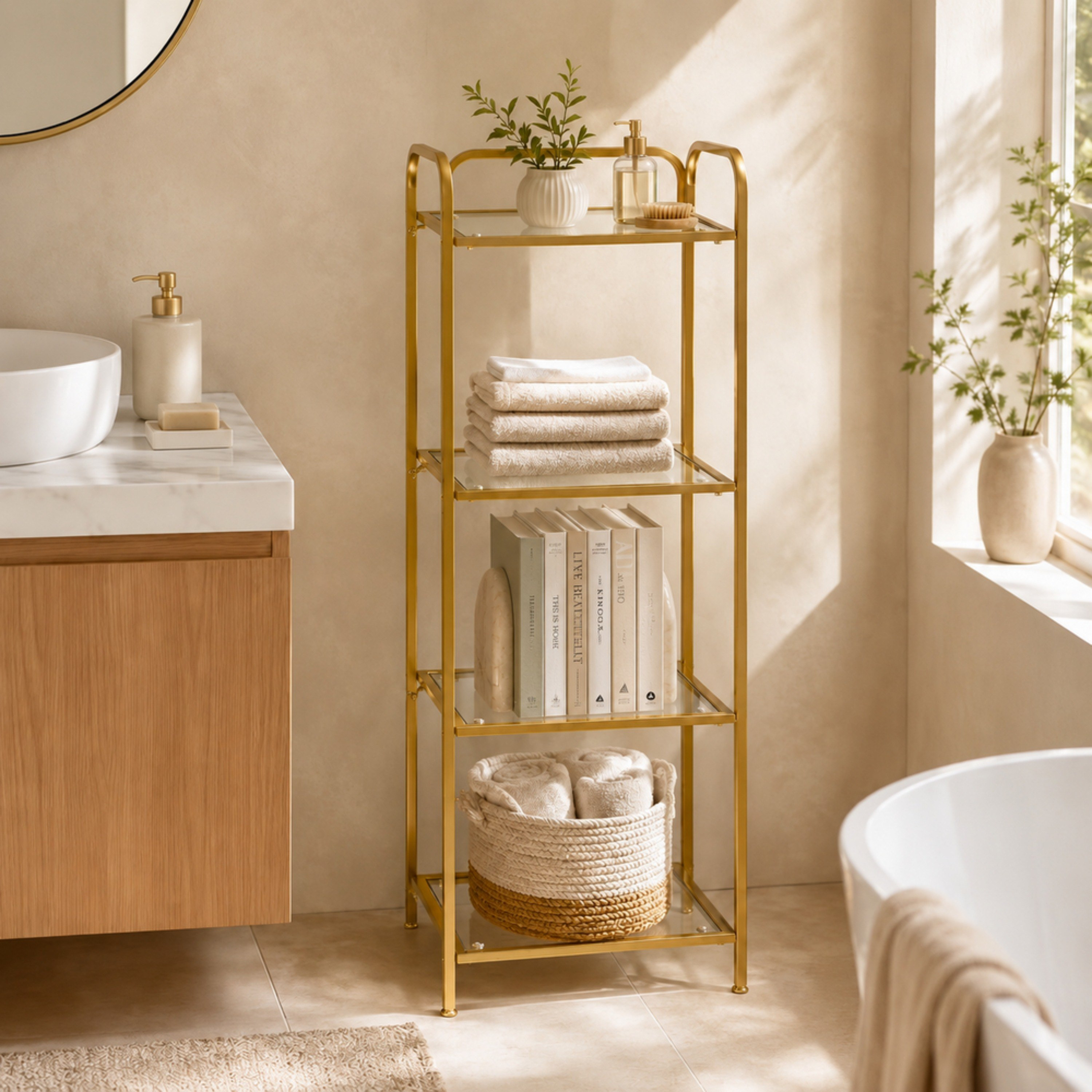 Aurum 4-Tier Storage Rack - 40x30x121 cm-hbxbedroom-bedroomaccessories-bedroomstorage-image-1