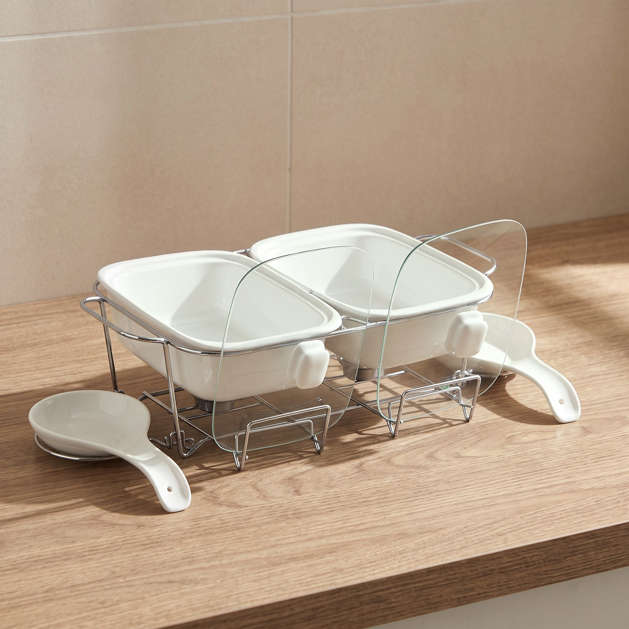 Supreme Twin Food Warmer Set - 1.6 L-hbxdecorandfurnishings-tabletop-serveware-image-2