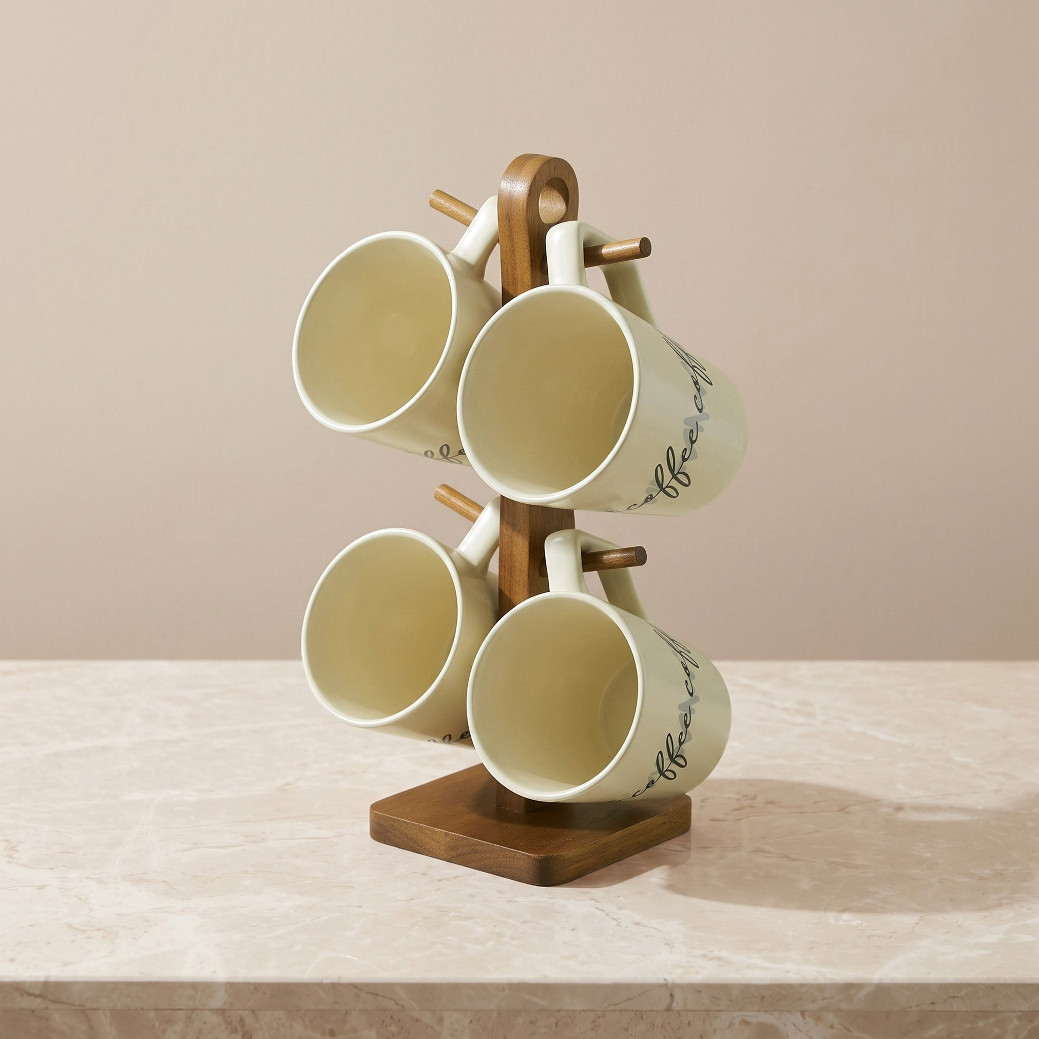 Wordscape 4-Piece Mug On Stand Set - 300 ml-hbxdecorandfurnishings-tabletop-coffeeandteasets-image-1
