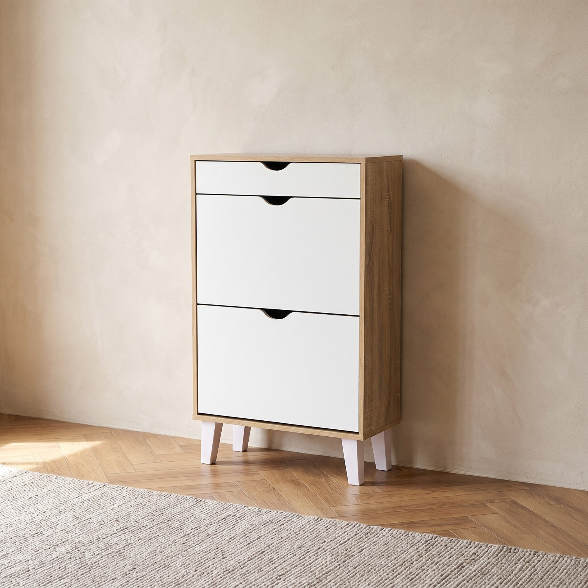 Alford Albany 12-Pair 2-Tier Shoe Cabinet with 2 Doors and Drawer-hbxbedroom-shoecabinetsandracks-image-2