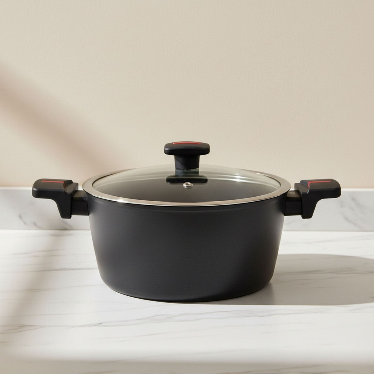 Bakers Secret Red Dot Forged Casserole with Lid - 24 cm-hbxkitchen-cookware-image-1