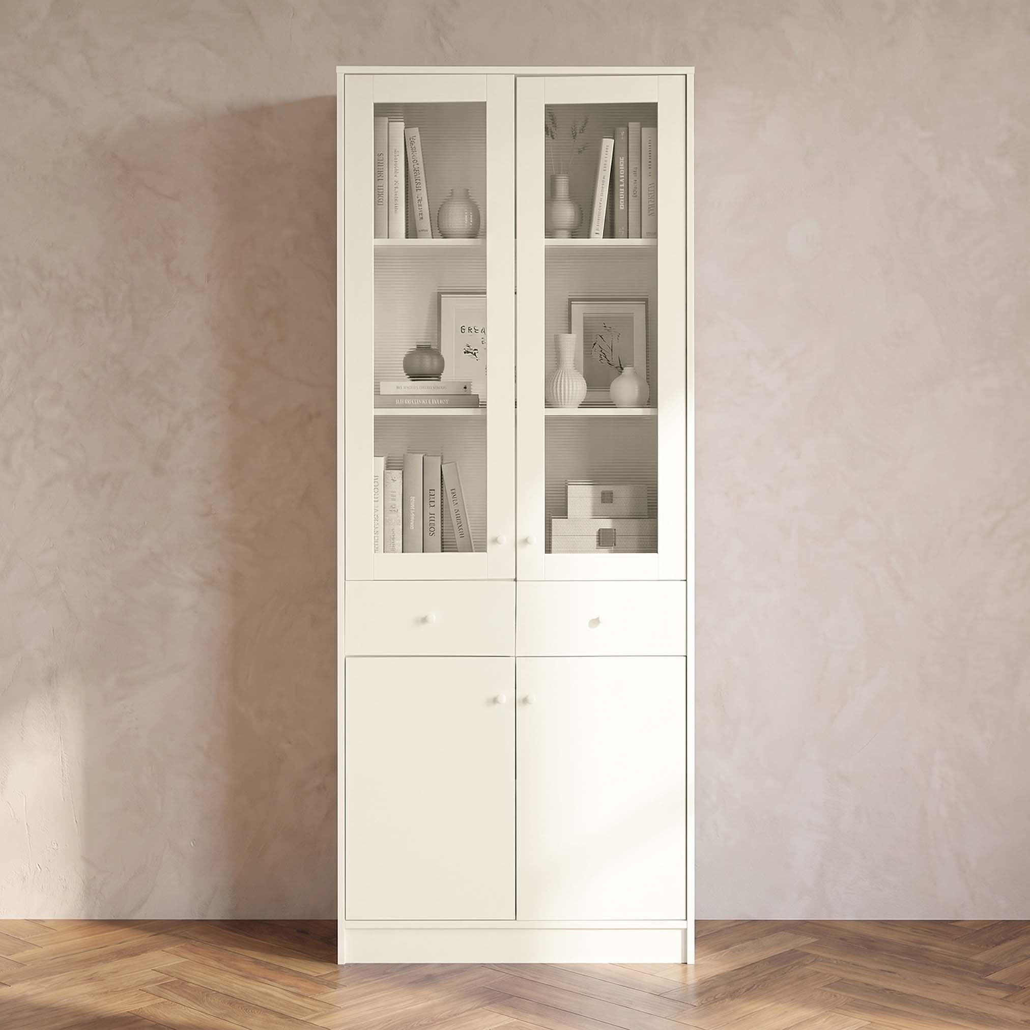 Frankfurt 6-Tier 2-Drawer Multipurpose Storage Unit with Panel and Acrylic Doors-hbxfurniture-office-bookcases-image-4