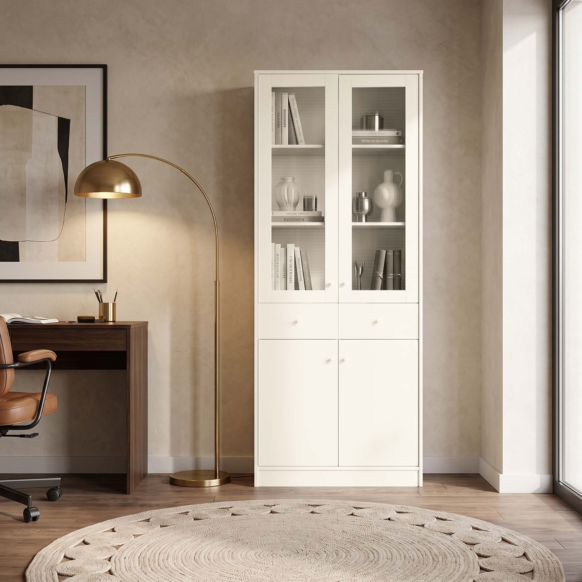 Frankfurt 6-Tier 2-Drawer Multipurpose Storage Unit with Panel and Acrylic Doors-hbxfurniture-office-bookcases-image-8