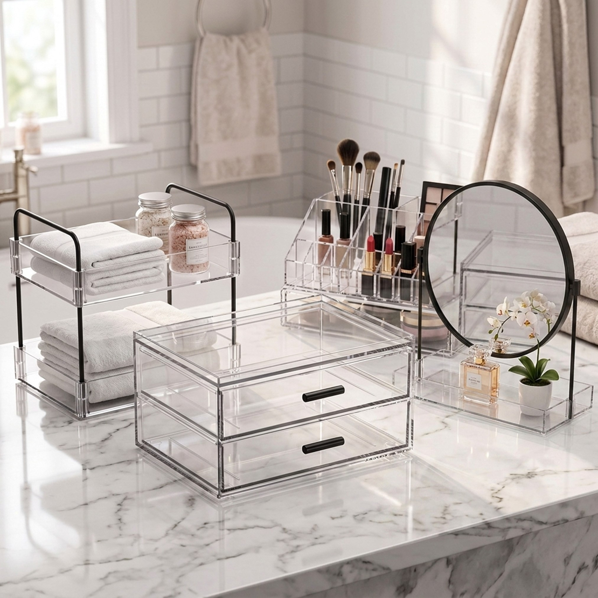 Stria 2-Drawer Cosmetic Box - 25.10x18.80x12.70 cm-hbxbedroom-bedroomaccessories-jewelleryboxesandholders-image-3