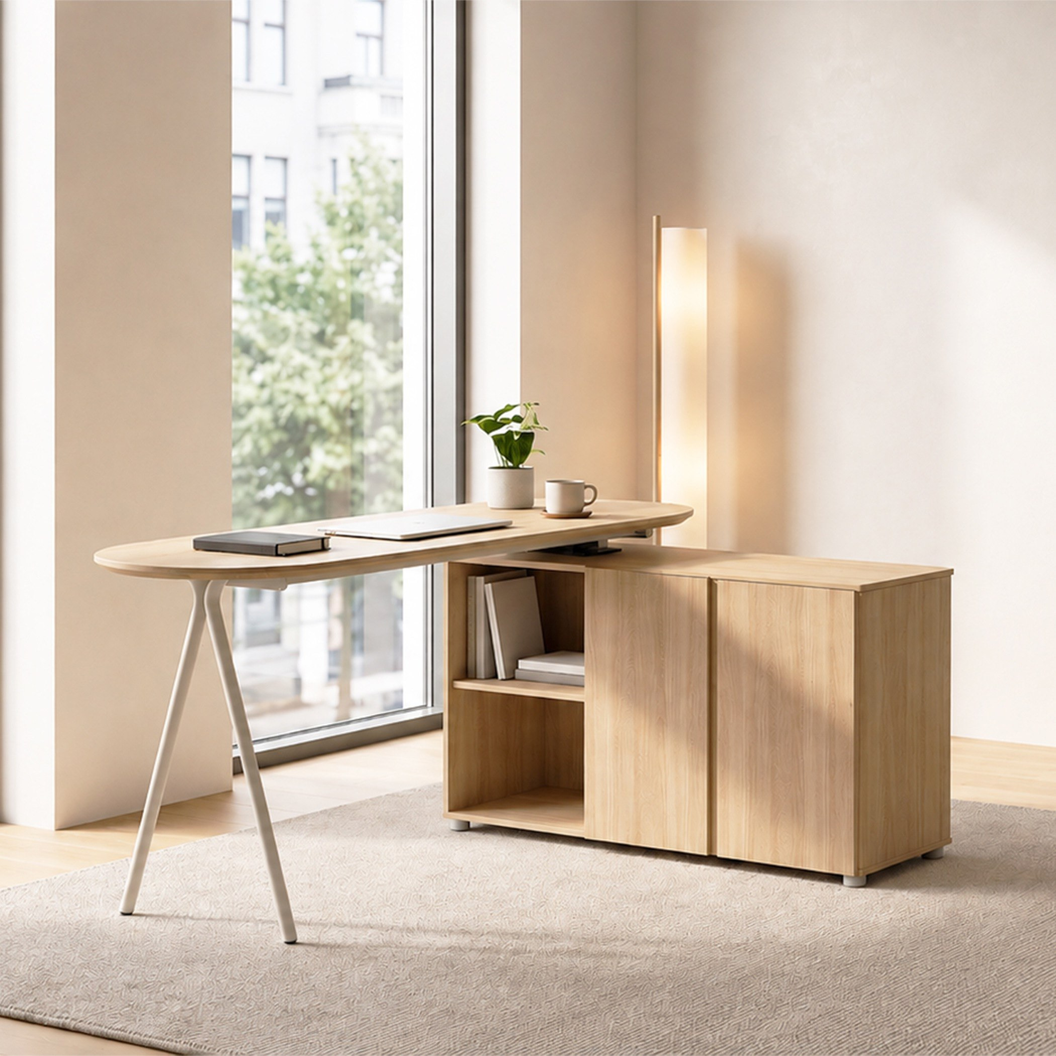 Rome Convertible 2-Door Corner Desk with Open Shelf-hbxfurniture-office-desks-image-1