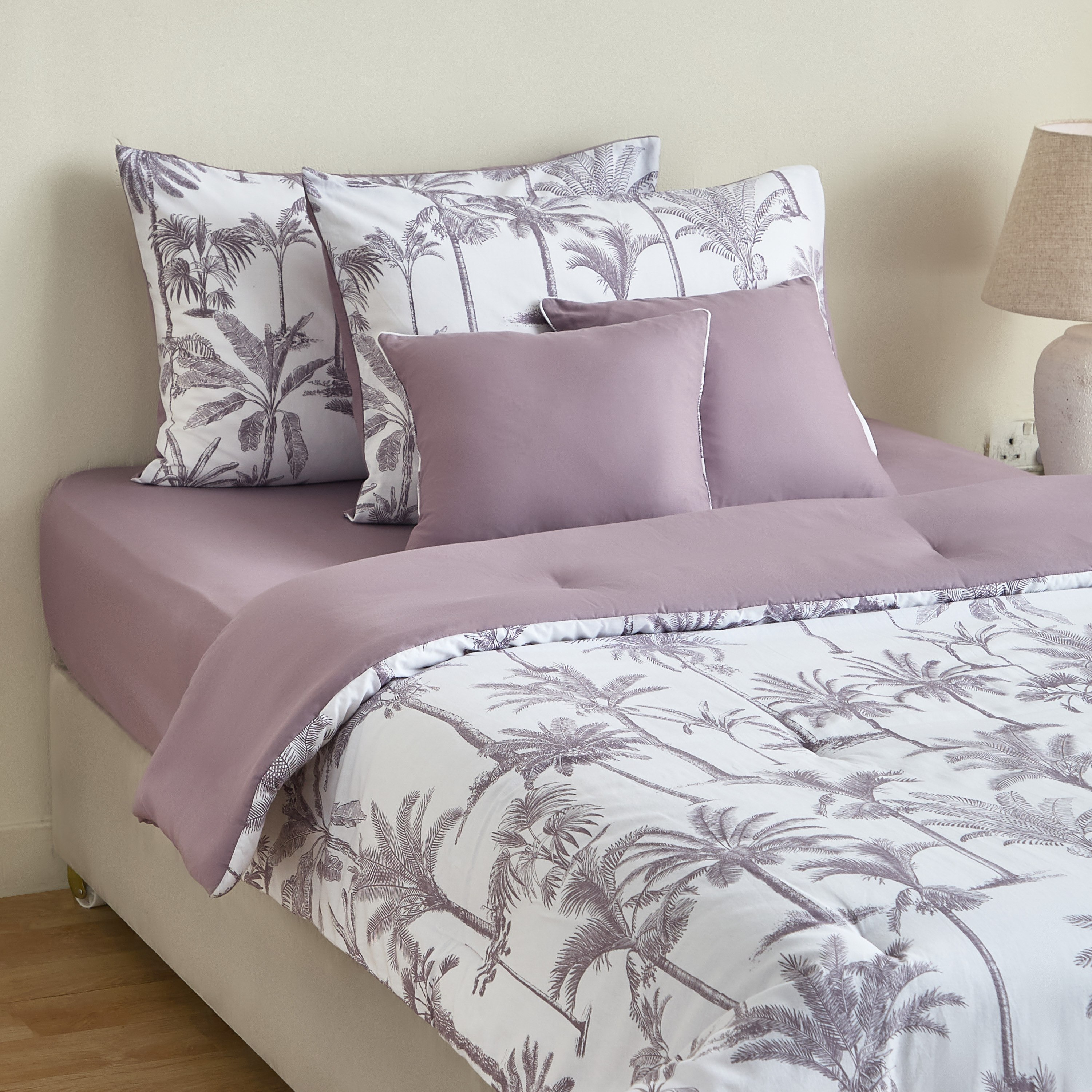 Madison 3-Piece Palm Forest Cotton Printed Twin Comforter Set - 160x220 cm-hbxhomeware-hbxbedroom-image-1