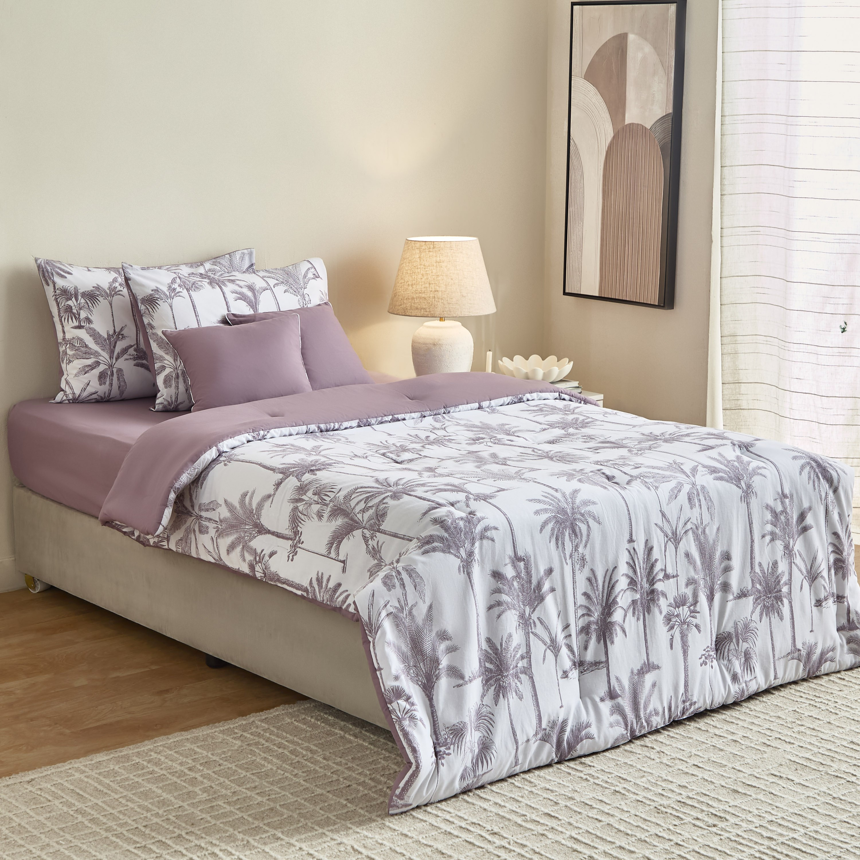 Madison 3-Piece Palm Forest Cotton Printed Twin Comforter Set - 160x220 cm-hbxhomeware-hbxbedroom-image-8