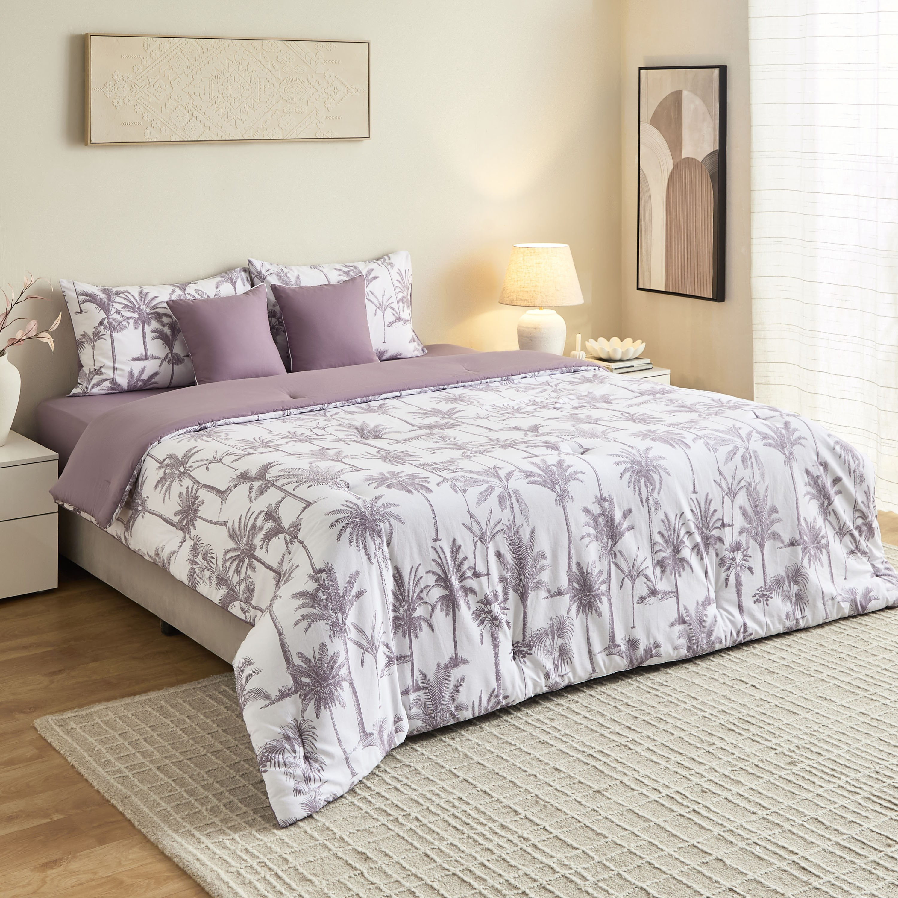 Madison 5-Piece Palm Forest Cotton Printed King Comforter Set - 220x240 cm-hbxhomeware-hbxbedroom-image-8