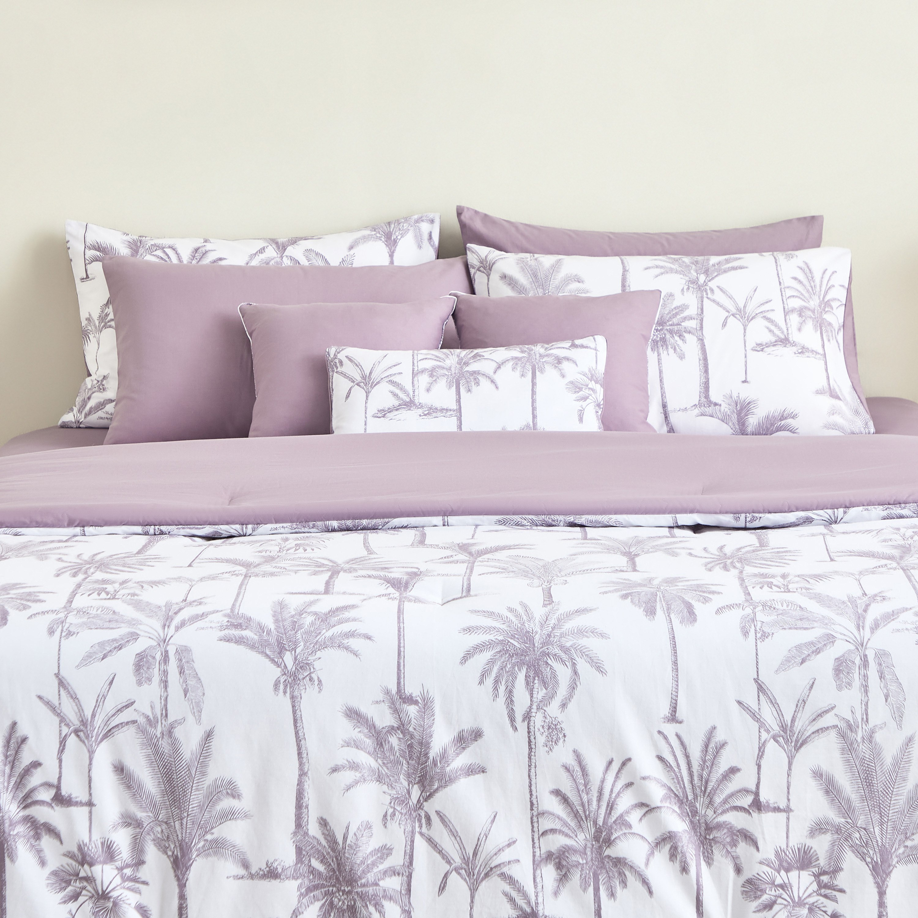Madison 5-Piece Palm Forest Cotton Printed Super King Comforter Set - 240x240 cm-hbxhomeware-hbxbedroom-image-2