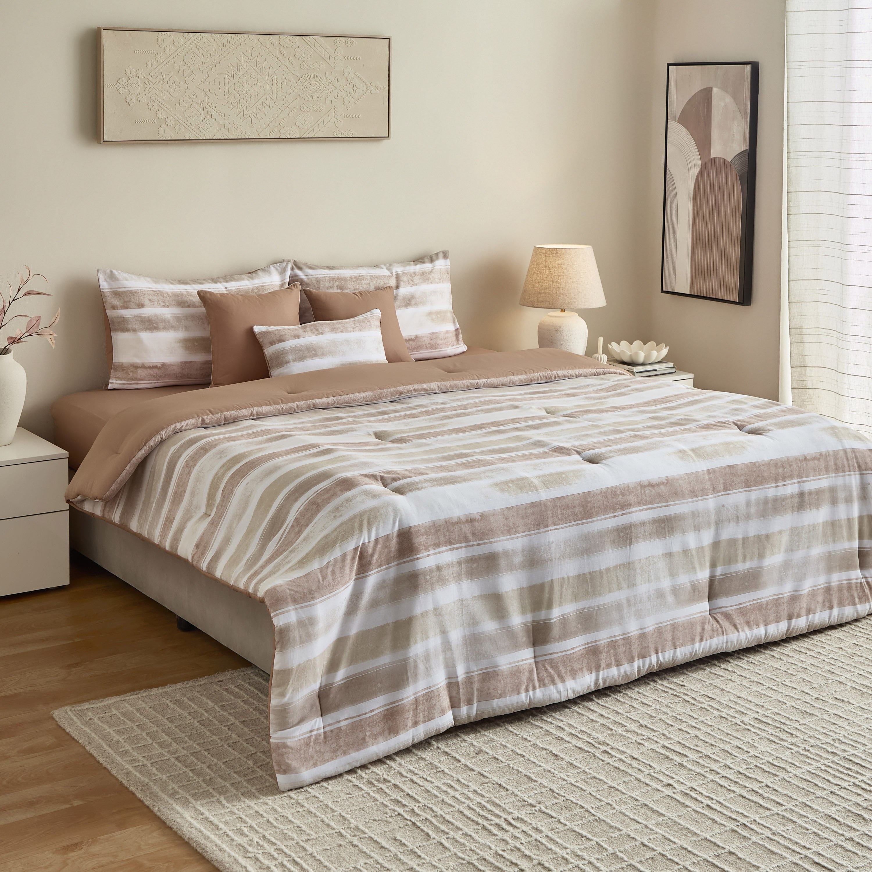 Valencia 7-Piece Mirage Stripe BIAB Printed Cotton King Comforter Set - 220x240 cm-hbxhomeware-hbxbedroom-image-10