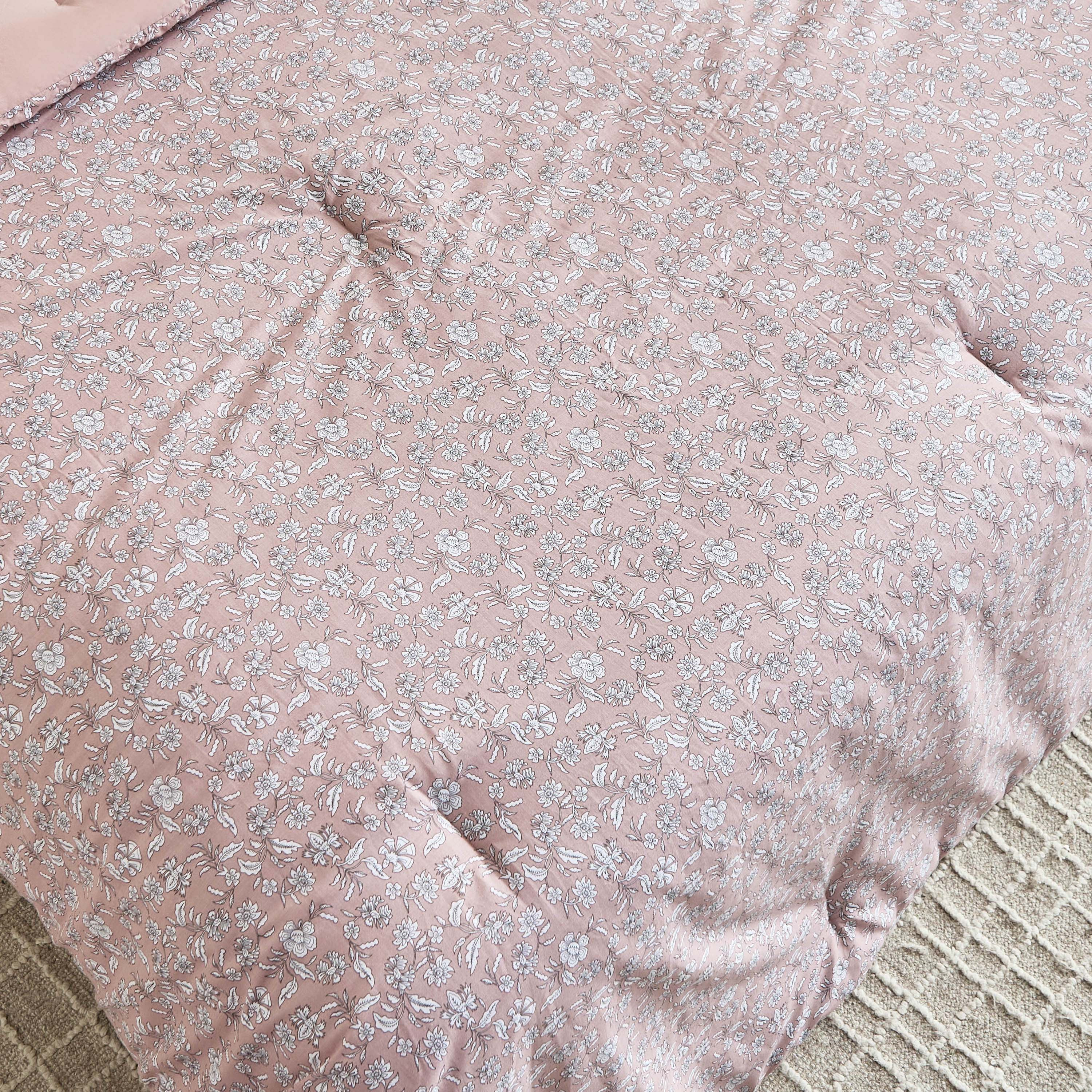 Valencia Block Flora BIAB Printed 5-Piece Cotton Twin Comforter Set - 160x220 cm-hbxhomeware-hbxbedroom-image-3