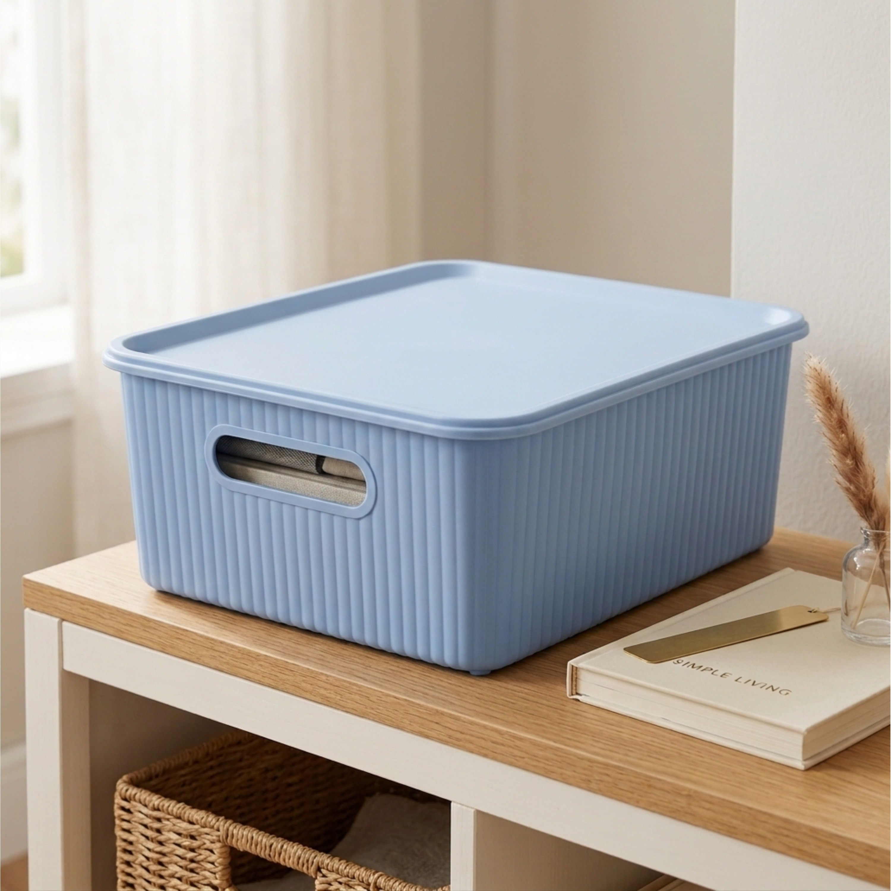 Jean Storage Basket with Lid - 35.4x29x13.2 cm-hbxhomeware-kidsessentials-kidsorganiser-image-1