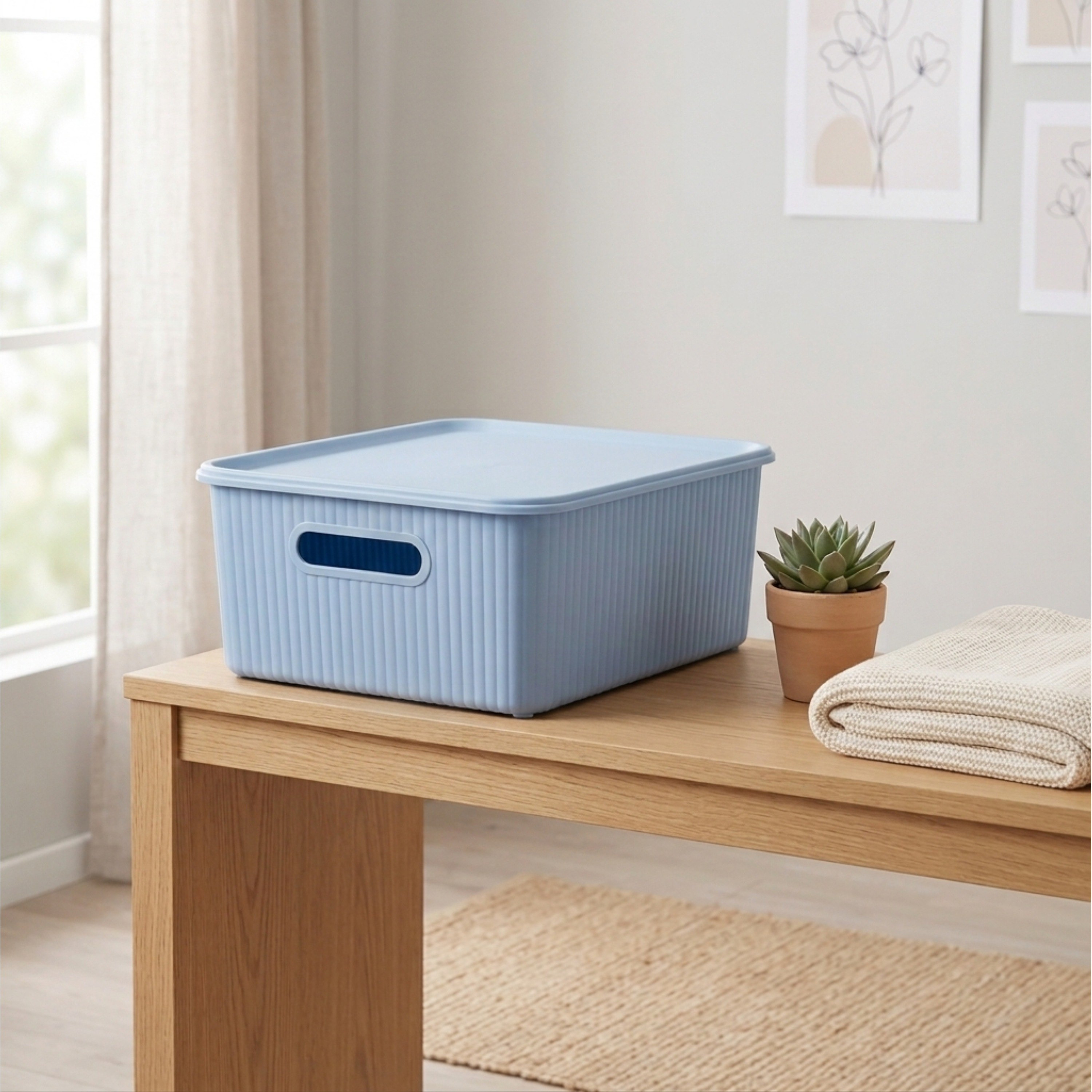Jean Storage Basket with Lid - 15.5x36.5x40 cm-hbxhomeware-kidsessentials-kidsorganiser-image-1