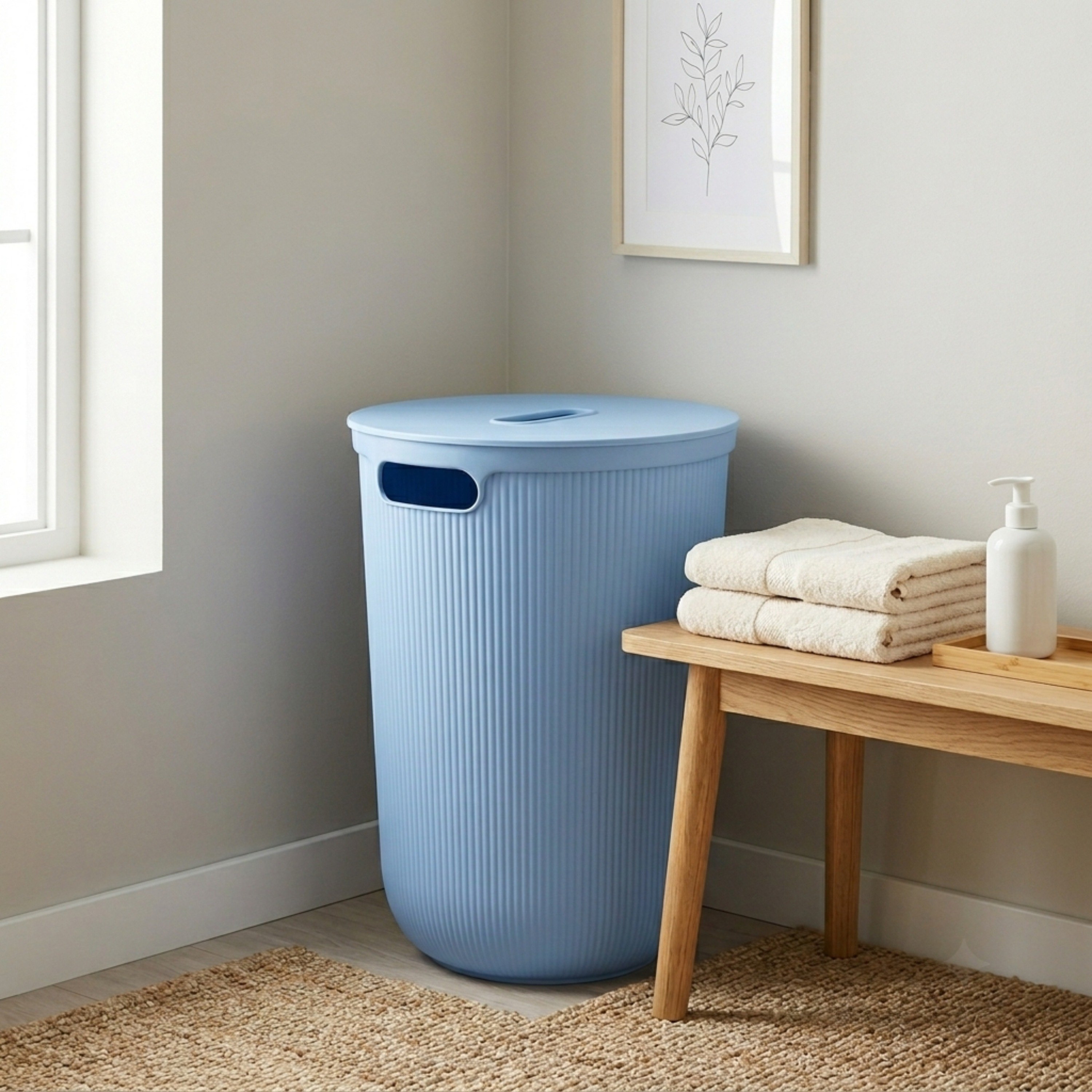 Jean Laundry Hamper with Lid - 70 L-hbxhomeware-kidsessentials-kidslaundryhamper-image-1