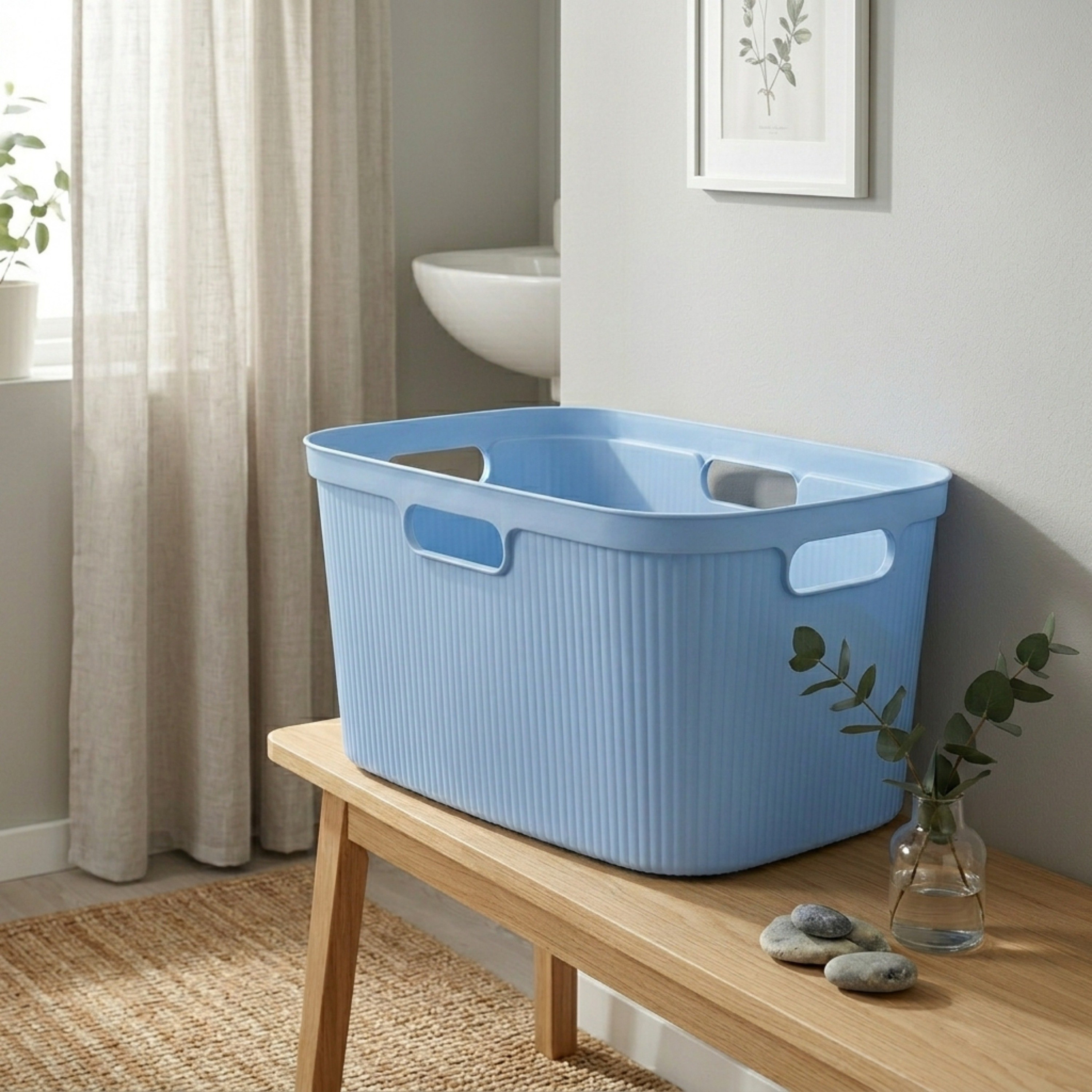 Jean Rectangular Laundry Hamper - 26x60x41 cm-hbxhomeware-kidsessentials-kidslaundryhamper-image-1
