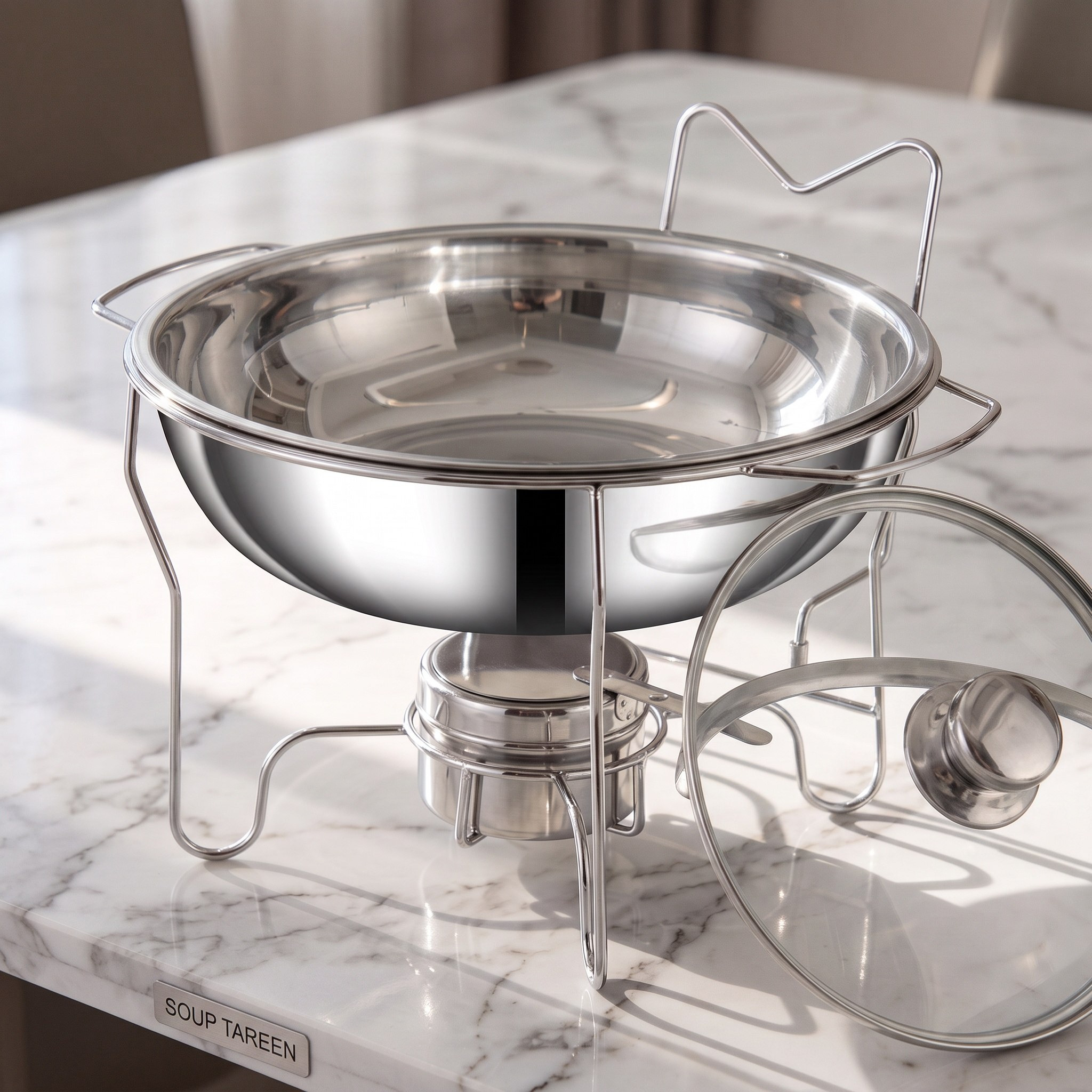 Wellshine Food Warmer Dish with Glass Lid - 4.5 L-hbxdecorandfurnishings-tabletop-serveware-image-2