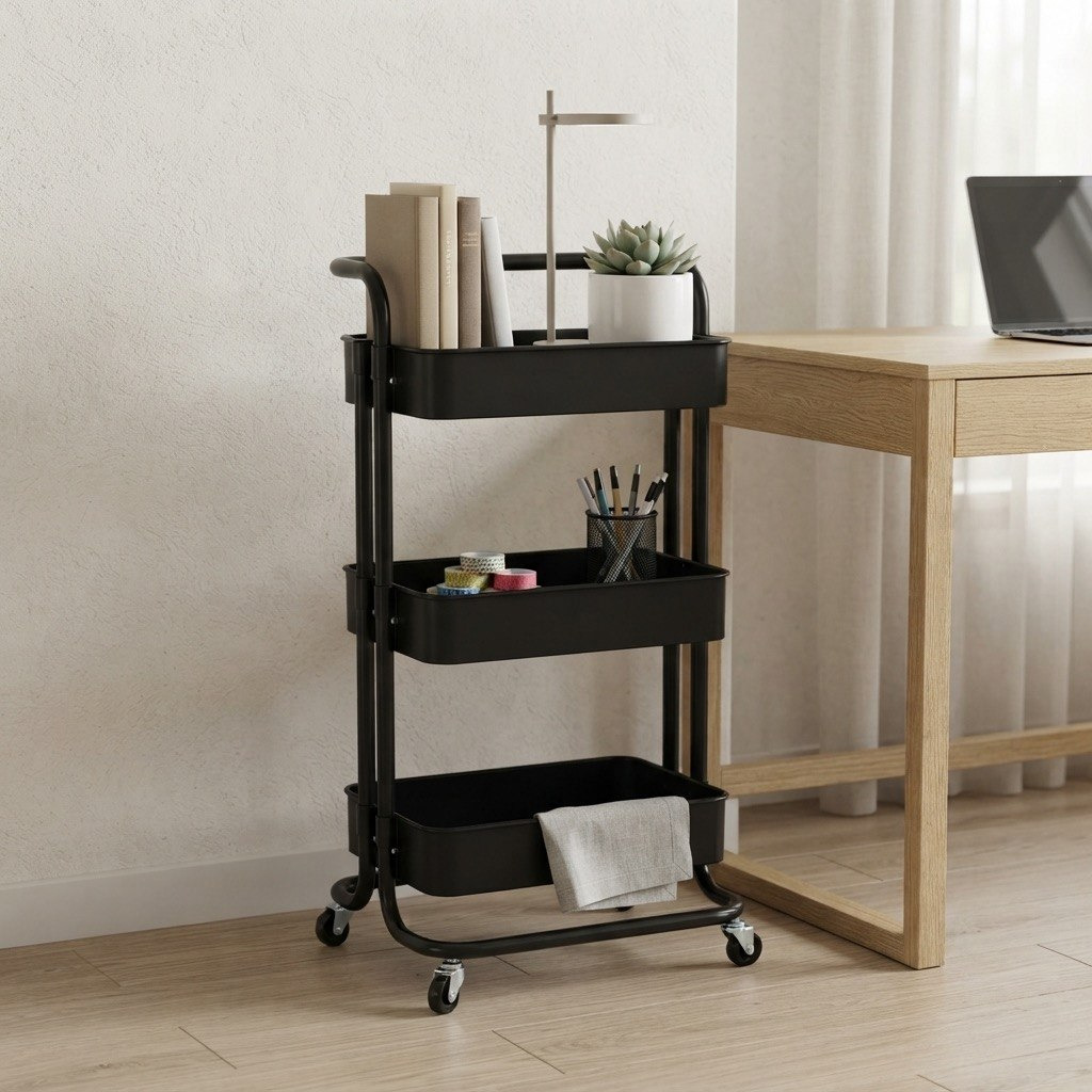 Covara Arctic 3-Tier Multi Utility Trolley - 42x35x85 cm-hbxbedroom-bedroomaccessories-bedroomstorage-image-1