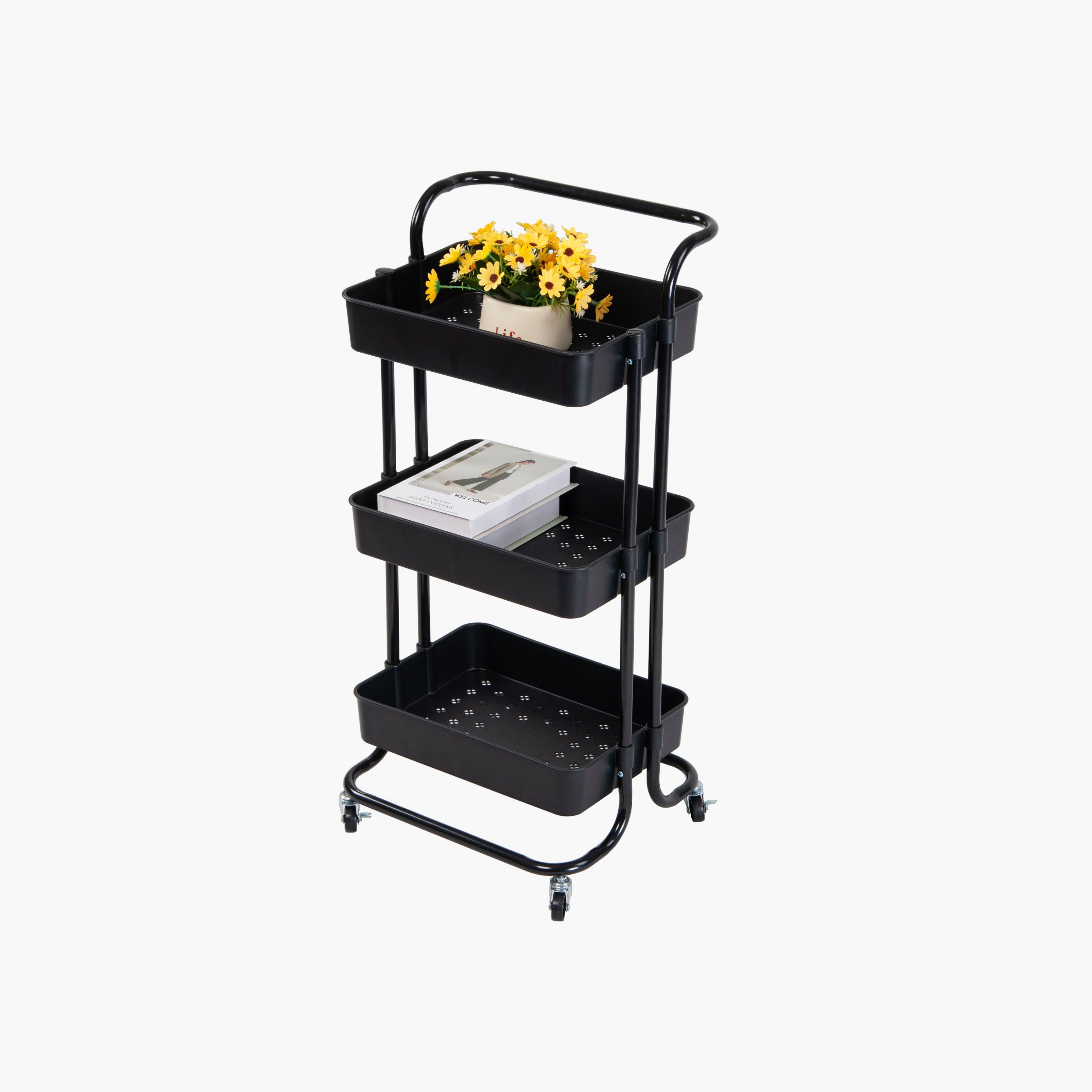 Covara Arctic 3-Tier Multi Utility Trolley - 42x35x85 cm-hbxbedroom-bedroomaccessories-bedroomstorage-image-2