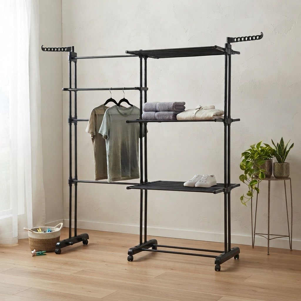 رف تجفيف ملابس قابل للتمدد أمنية من كوفارا - 140x50x170 سم-hbxhomeware-bathandlaundry-clothesdryingracks-image-1