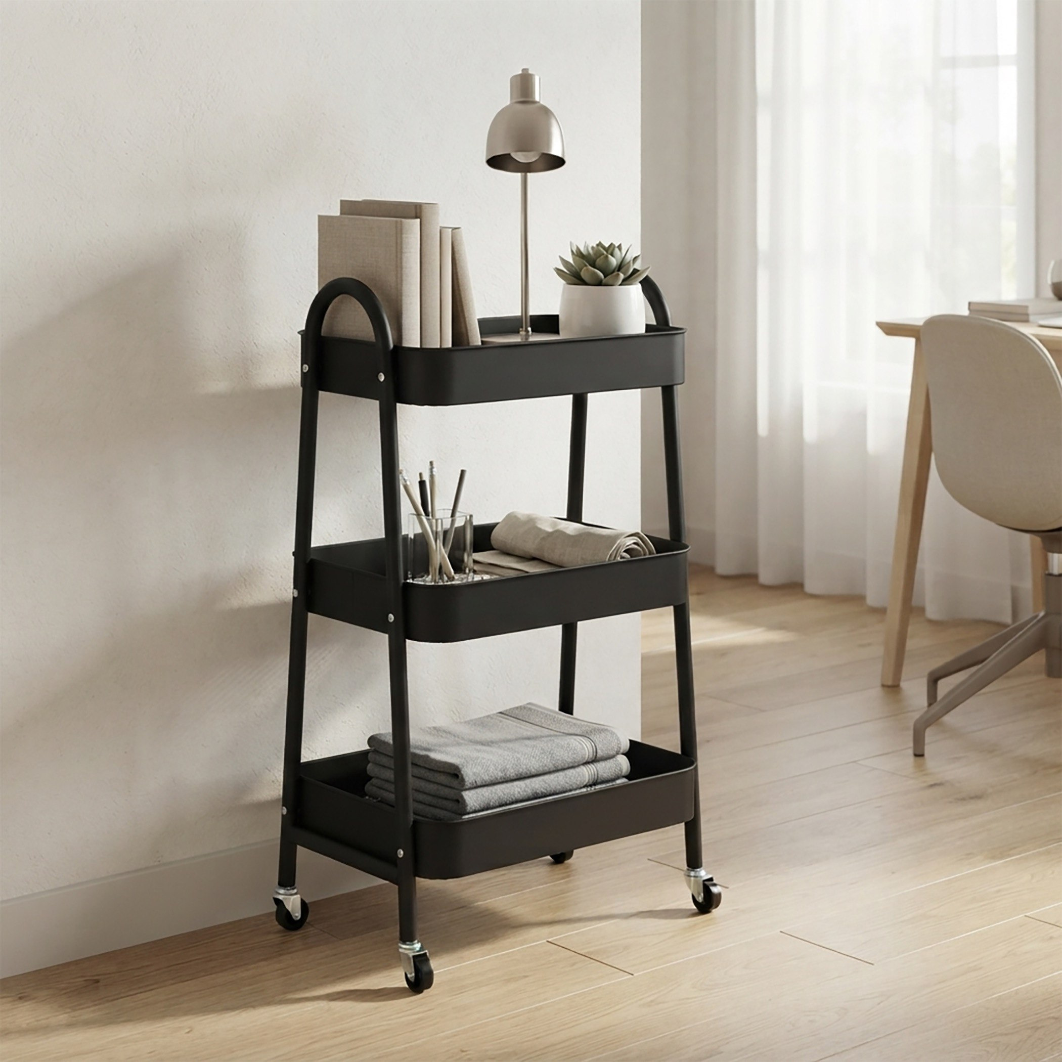Covara Arctic 3-Tier Multi Utility Trolley - 45x31x78 cm-hbxbedroom-bedroomaccessories-bedroomstorage-image-1