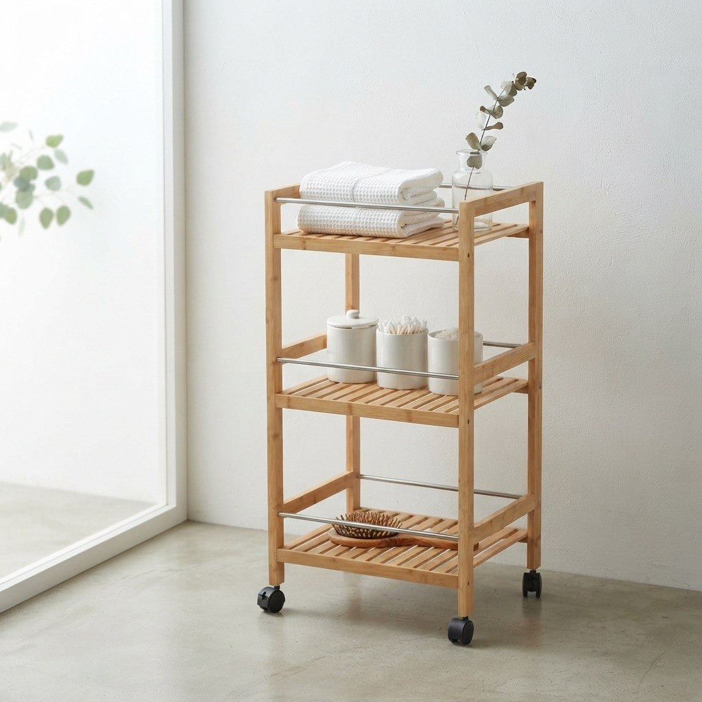 Covara Natura 3-Tier Bamboo Trolley - 42x35x80 cm-hbxbedroom-bedroomaccessories-bedroomstorage-image-1