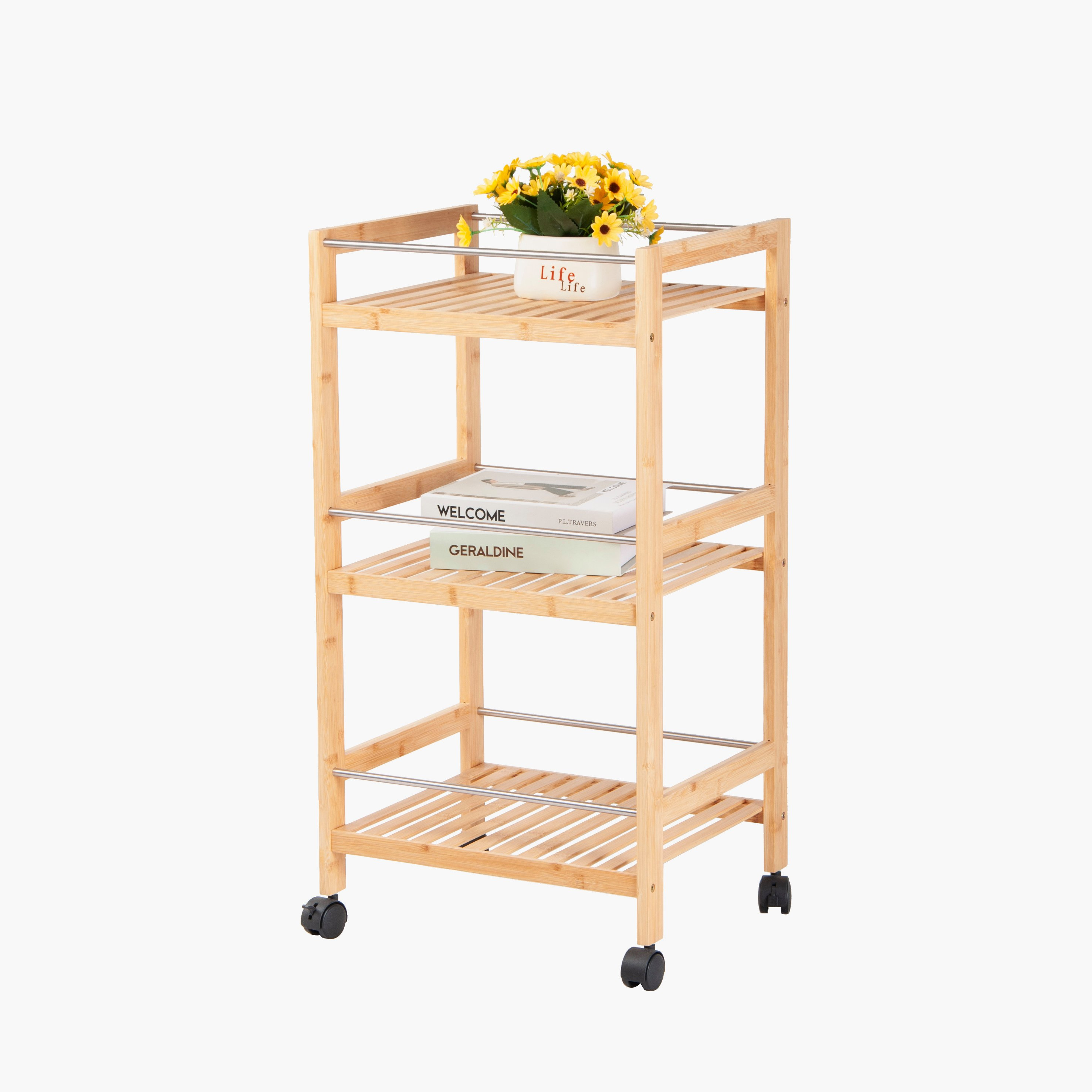 Covara Natura 3-Tier Bamboo Trolley - 42x35x80 cm-hbxbedroom-bedroomaccessories-bedroomstorage-image-3