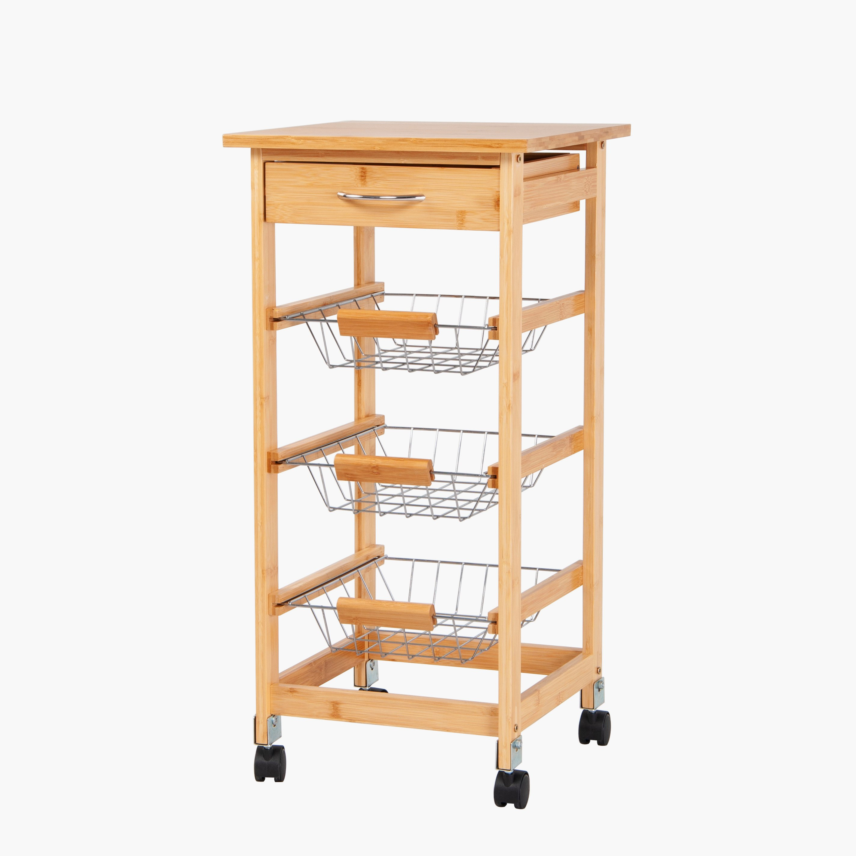 Covara Natura Bamboo Kitchen Trolley - 37x37x76 cm-hbxbedroom-bedroomaccessories-bedroomstorage-image-2
