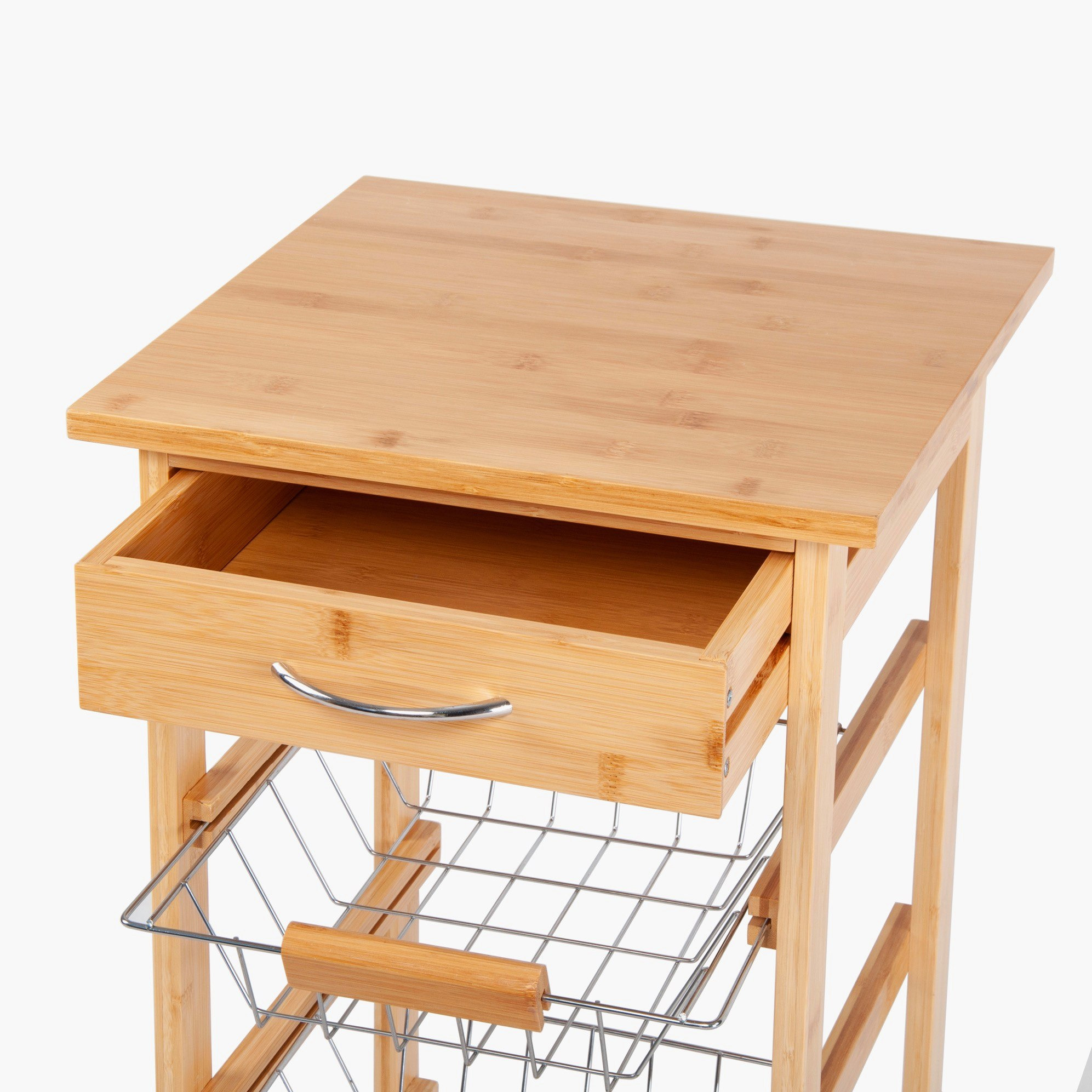 Covara Natura Bamboo Kitchen Trolley - 37x37x76 cm-hbxbedroom-bedroomaccessories-bedroomstorage-image-3